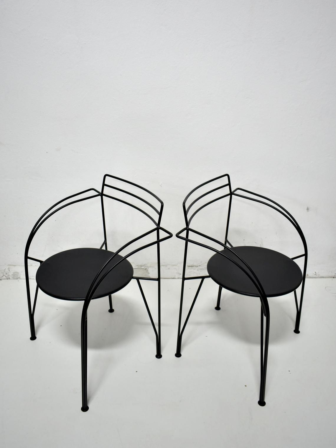Vintage Cafe Or Bistro Postmodern Metal Wire Chair 'Lune D'argent' Designed By Pascal Mourgue In The 1980s photo Furniture