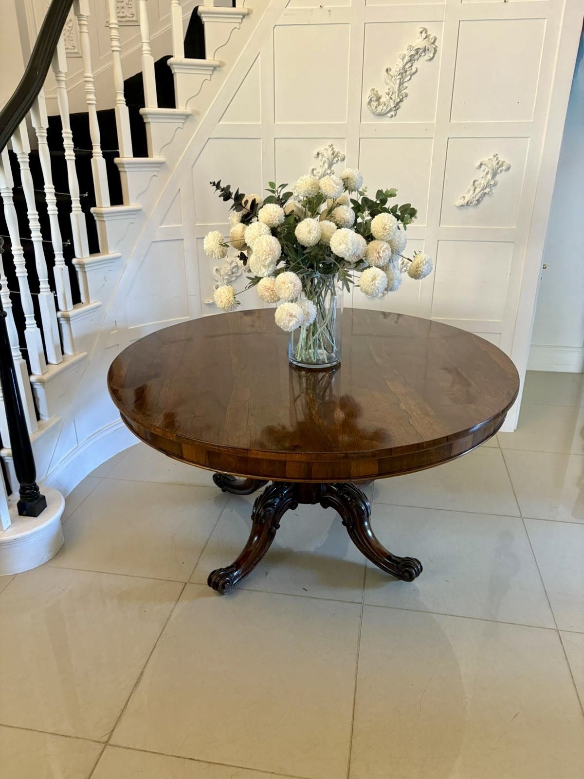 Outstanding Quality Antique 19th Century Carved Rosewood Circular Dining Table photo 5450.0