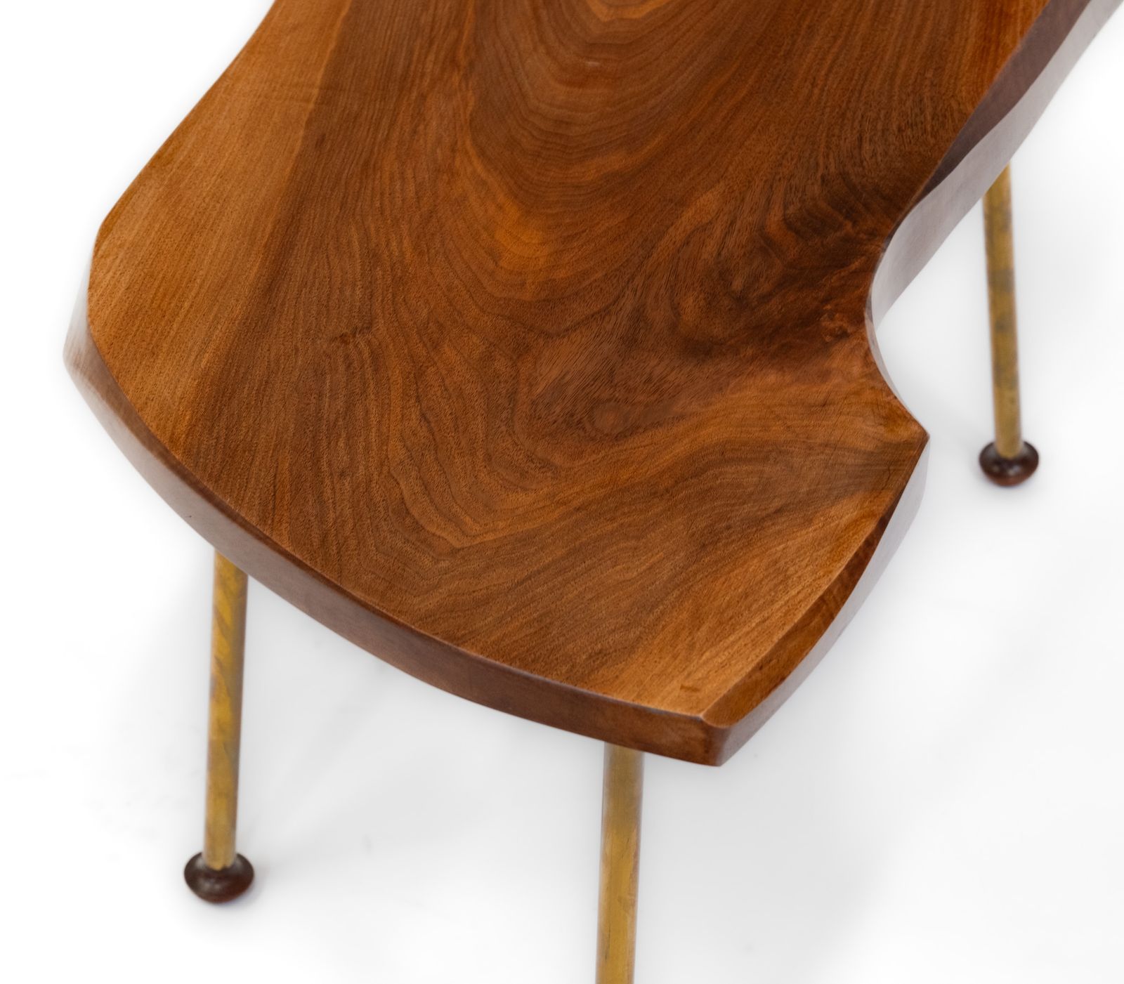 Carl Auböck Manner Walnut & Brass Organic Form Coffee Table 1950 photo vintage