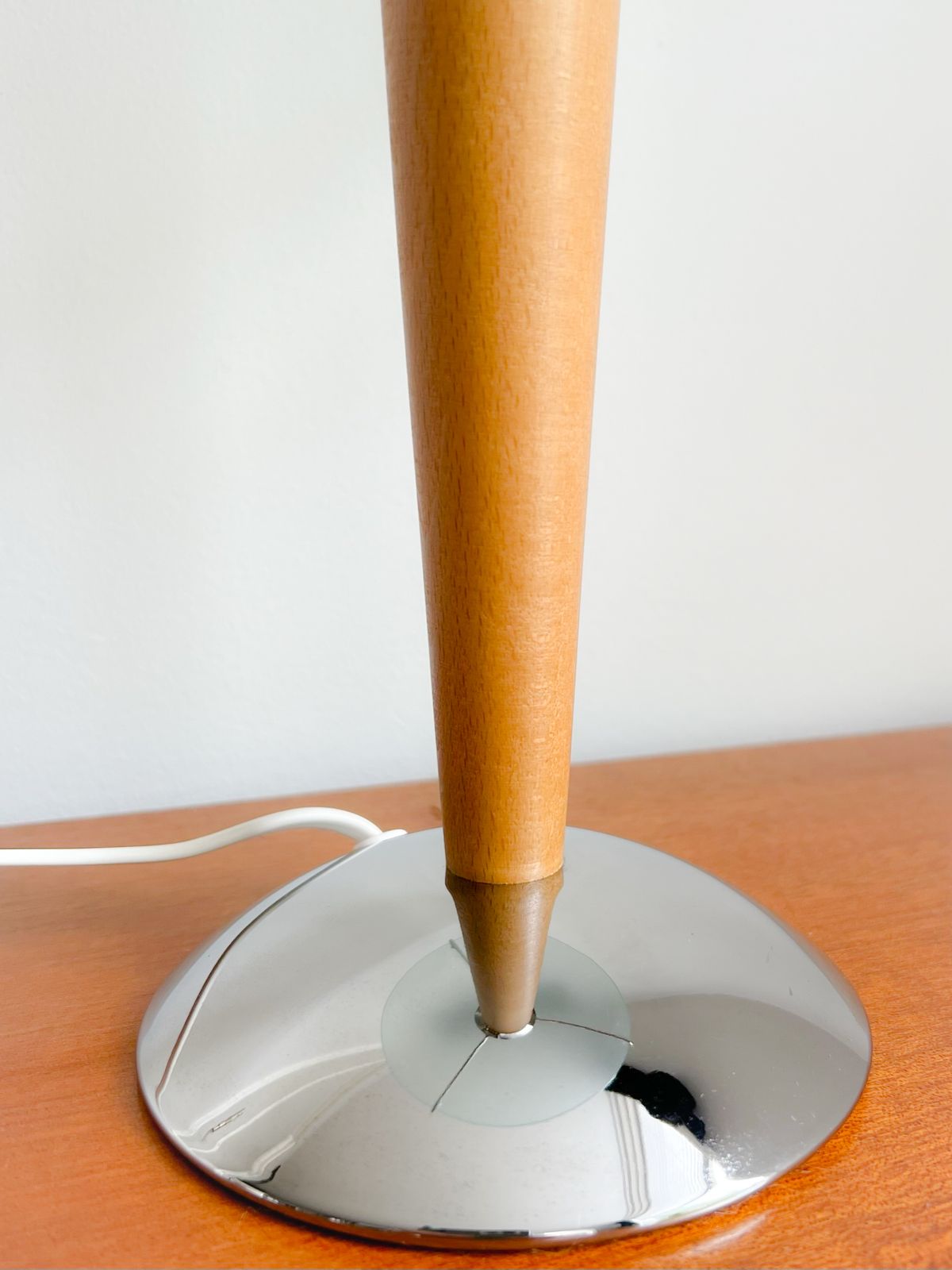 Ikea Kvintol 90s Table Lamp – Frosted Glass, Wood, Chrome – Space Age – Mushroom photo Lighting