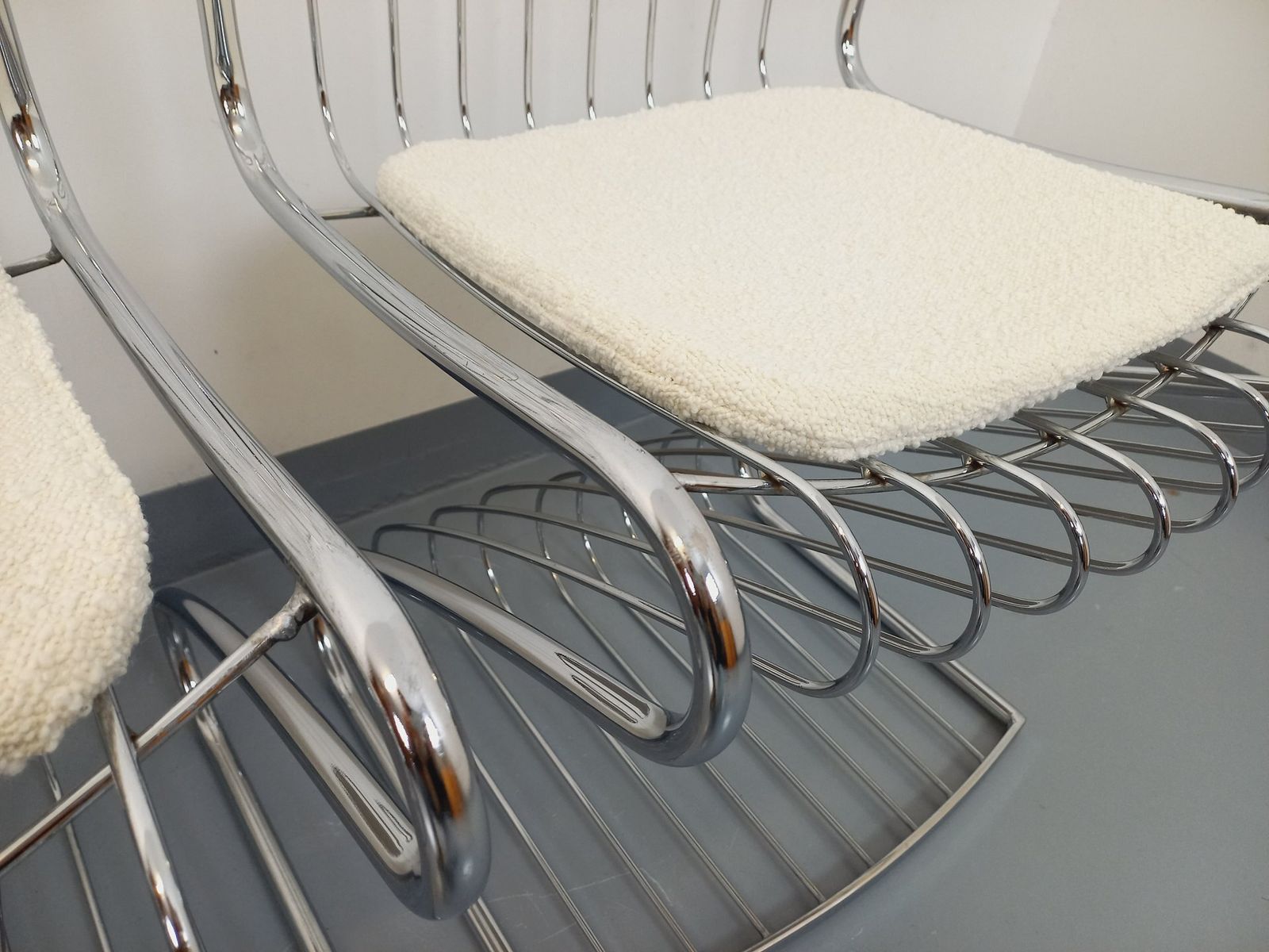 4 Gastone Rinaldi Chairs In Chrome Metal photo buy