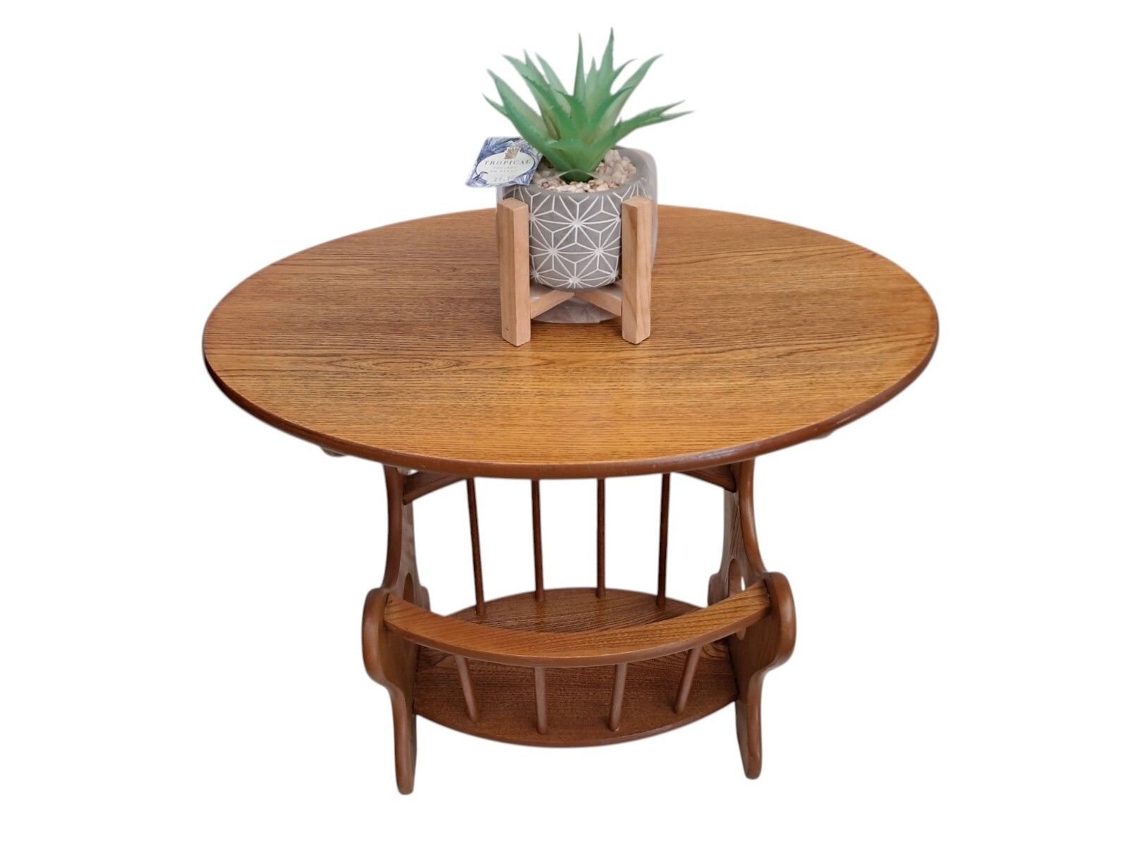 Vintage Mid Century Teak Table Magazine Rack Side Table Plant Hallway Table 1970