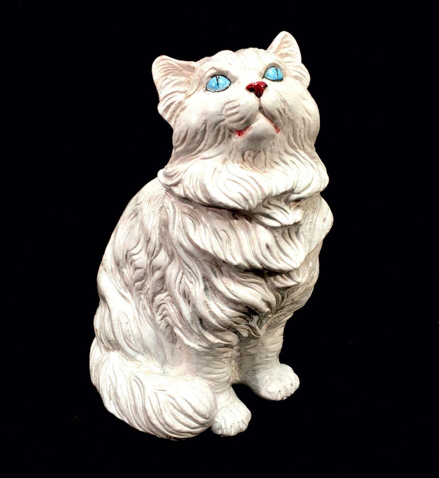 Vintage 1960s Italian Ceramic Pottery Cat Kitten Statue / Antique / Mid Century