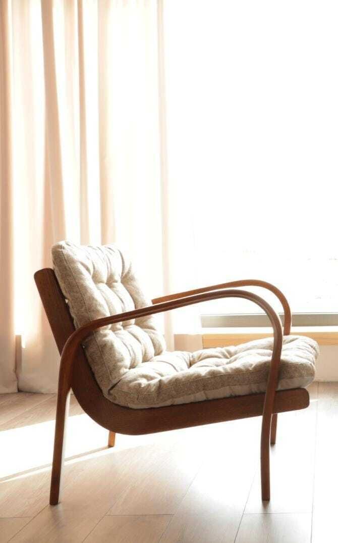 Lounge Chair Van Tsjechoslowaaks Duo K. Kozelka & A. Kropacek, Jaren 1940, Bentwood, Natuurlijke Bekleding, Nagezien En Opgeknapt photo Meubels
