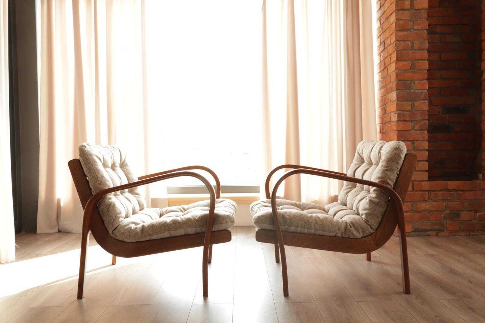 photo for sale Lounge Chair By Czechoslovakian Duet Designer K.Kozelka & A.Kropacek, 1940s, Bentwood, Natural Recycling Upholstery, Full Refurbished