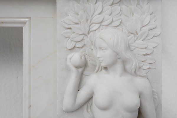 French Carrara Marble Fire Place, 1950s photo for sale