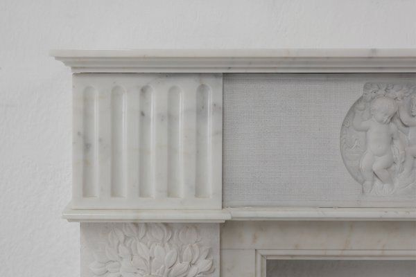 French Carrara Marble Fire Place, 1950s photo 13450.0