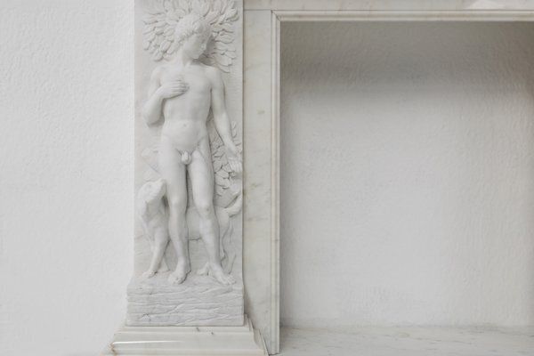 photo for sale French Carrara Marble Fire Place, 1950s