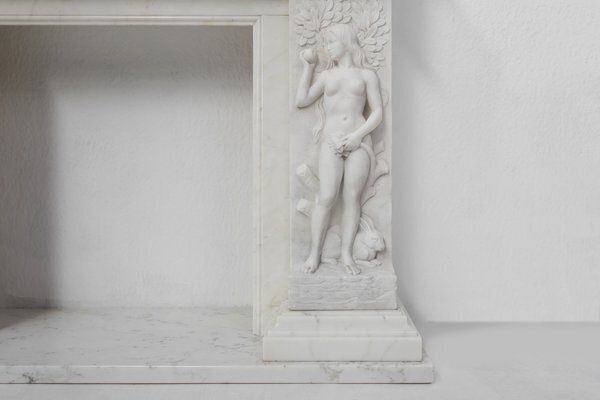 photo vinterior French Carrara Marble Fire Place, 1950s