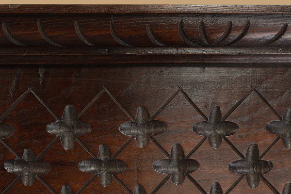 Large Portugees Neo Gothic Wall Panel In Carved Oak, 1850s
