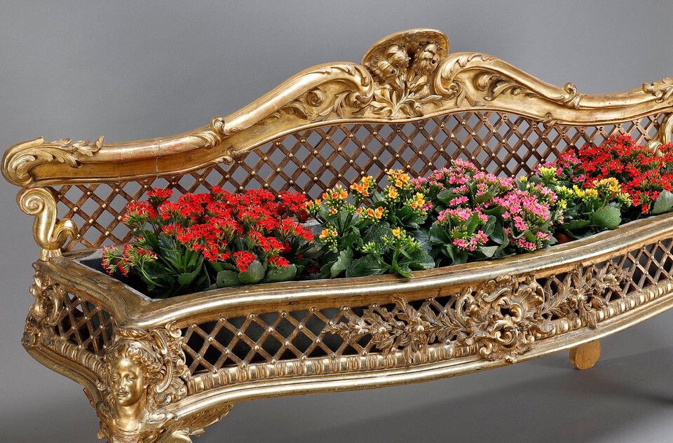 Louis XV Style Carved And Gilt Wood Planter photo vintage