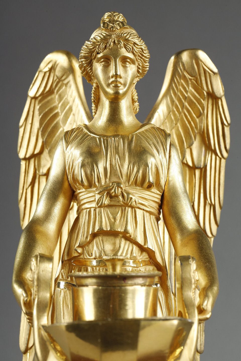 photo for sale Gilt Bronze And Griotte Red Marble Inkwell, Empire Period, Early 19th Century