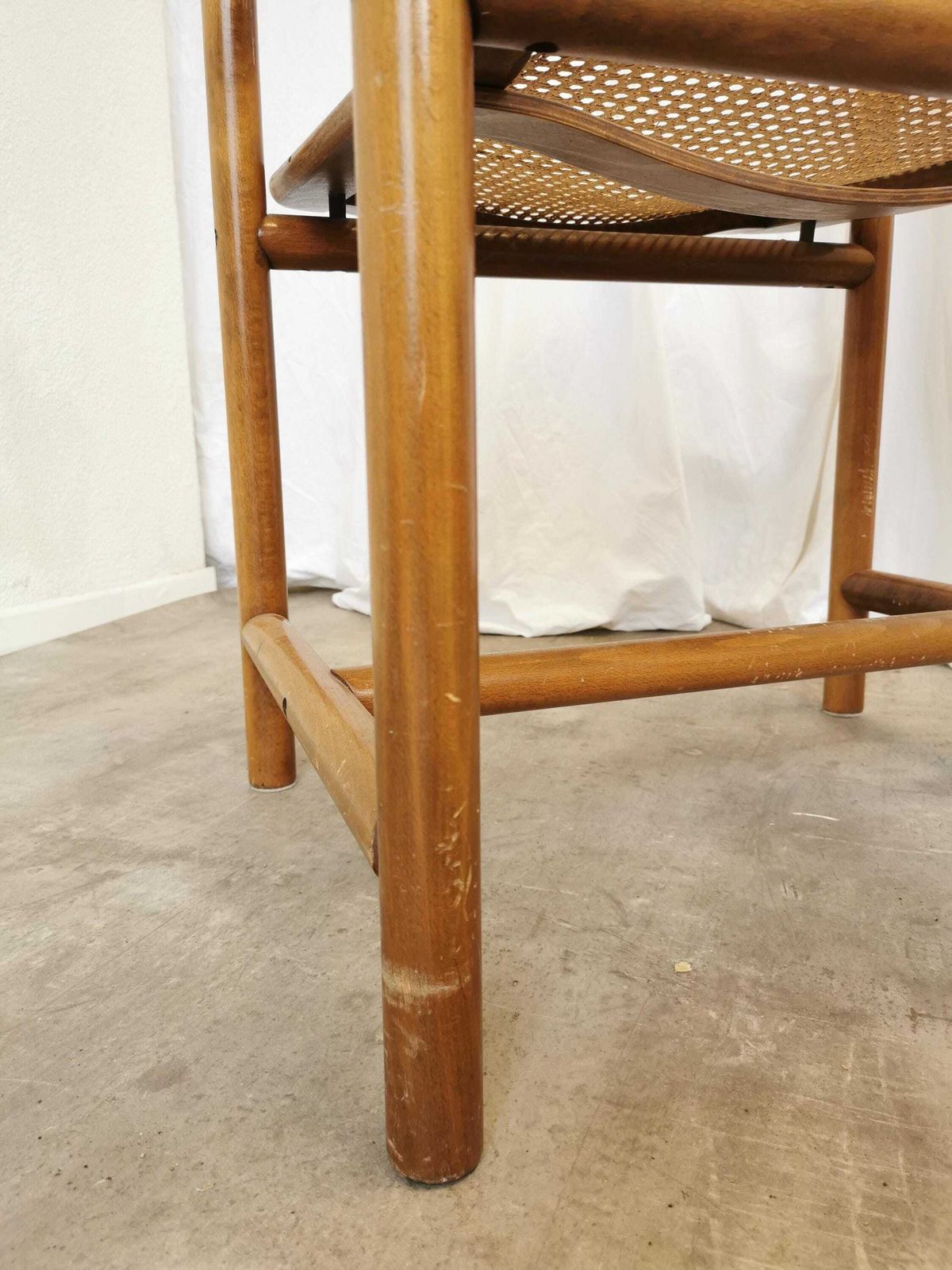 Vintage Wooden Armchair With Cane By Branko Ursic For Stol Kamnik / 1970s Yugoslavia / Mid Century Lounge Reading Chair Centerpiece photo vintage
