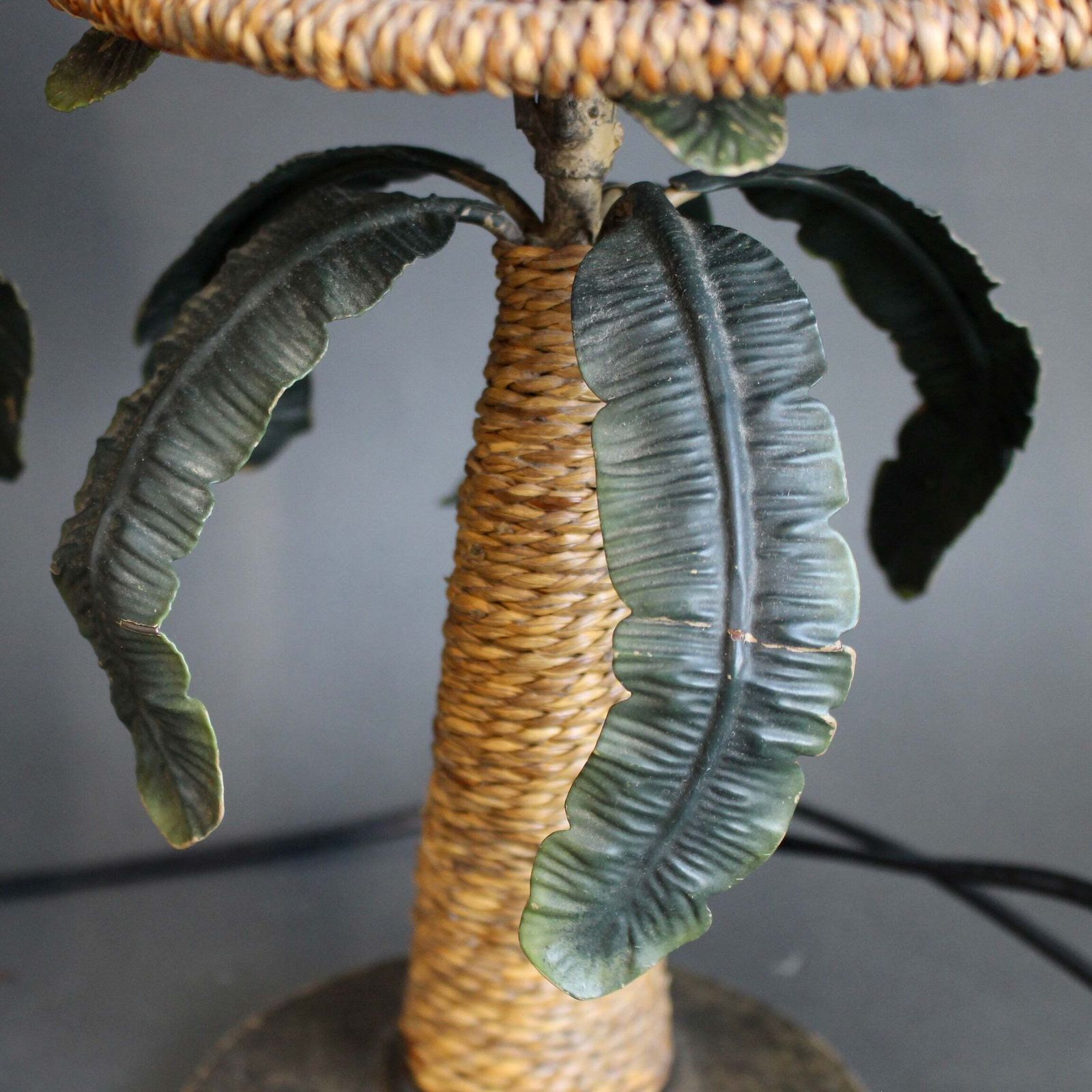 photo buy Pair Of Mid Century French Tôle Palm Tree Table Lamps (Circa 1960s)