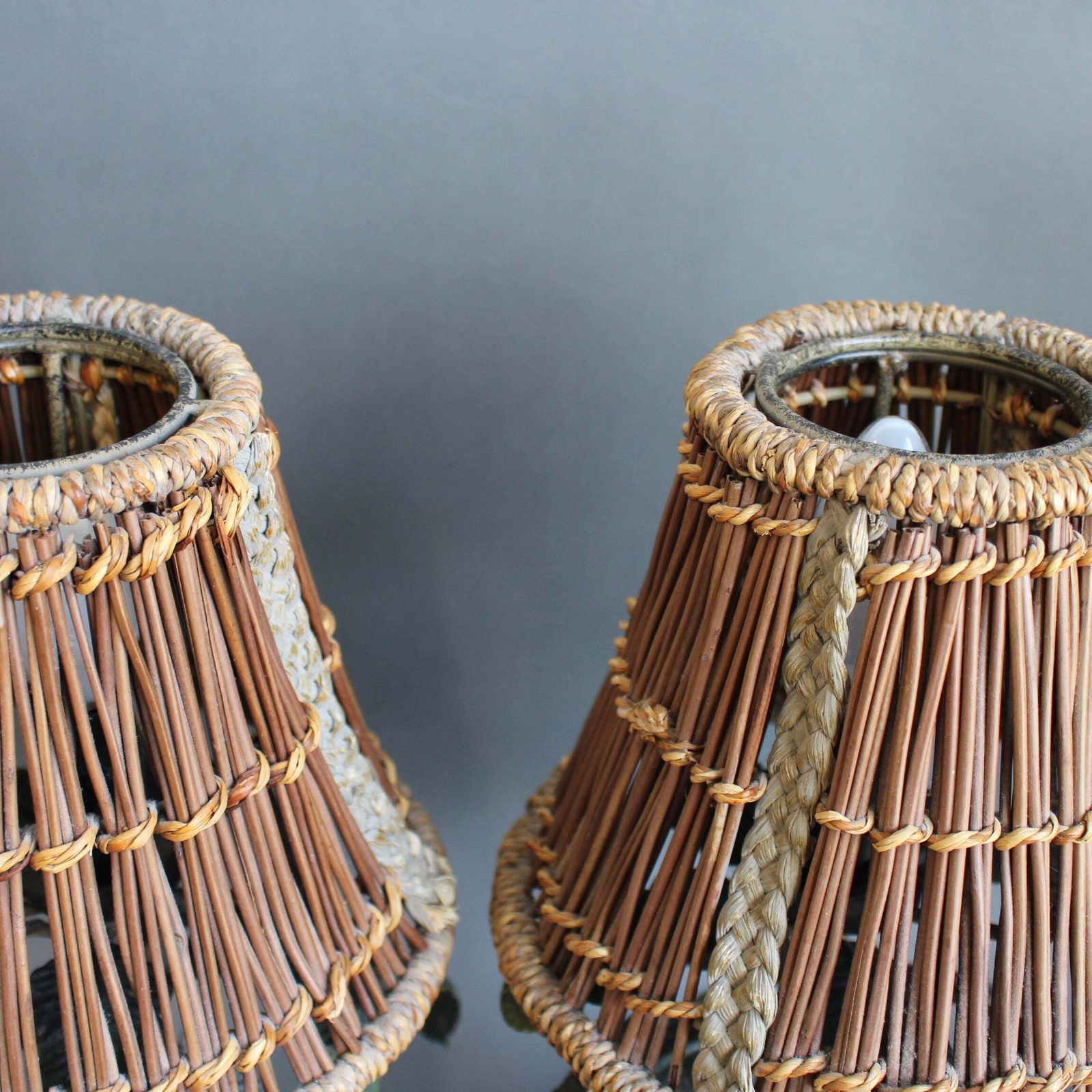 photo vintage Pair Of Mid Century French Tôle Palm Tree Table Lamps (Circa 1960s)