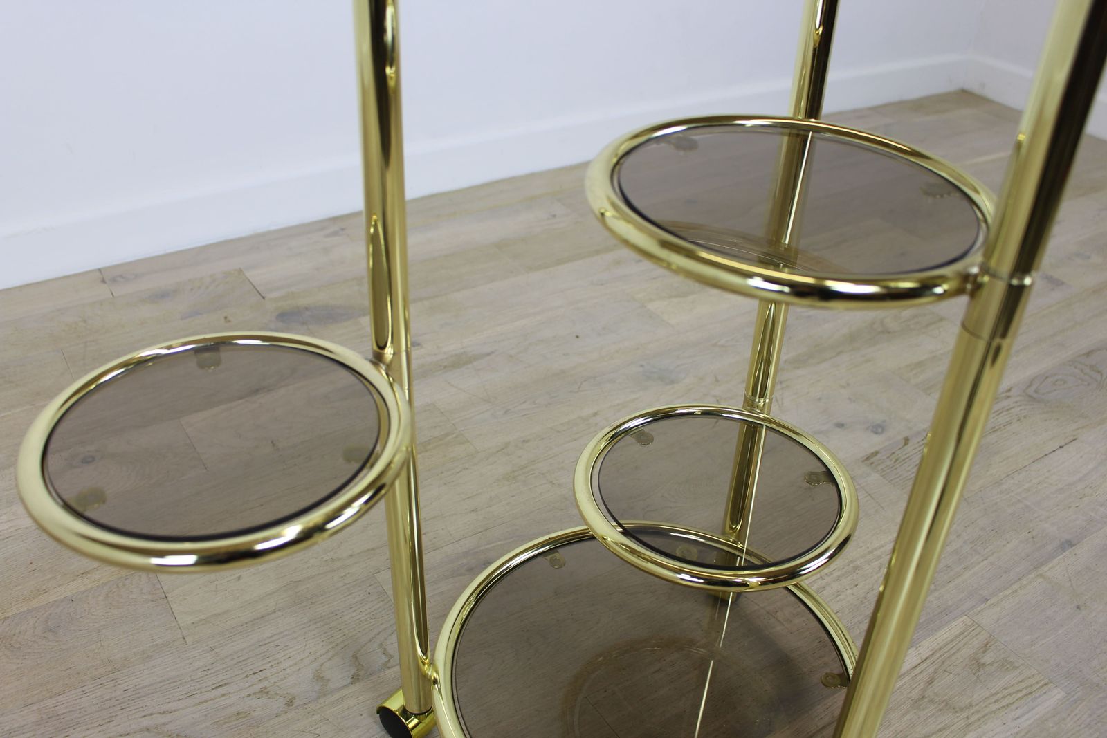 Hollywood Regency Style Brass And Glass Cocktail Trolley photo Furniture