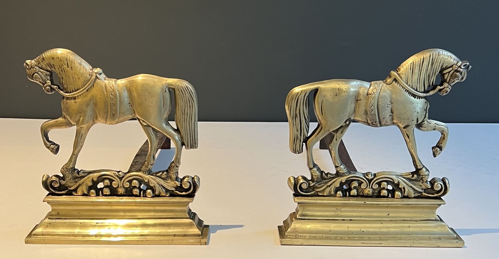 Pair Of Bronze Horse Andirons, 1970s photo furniture