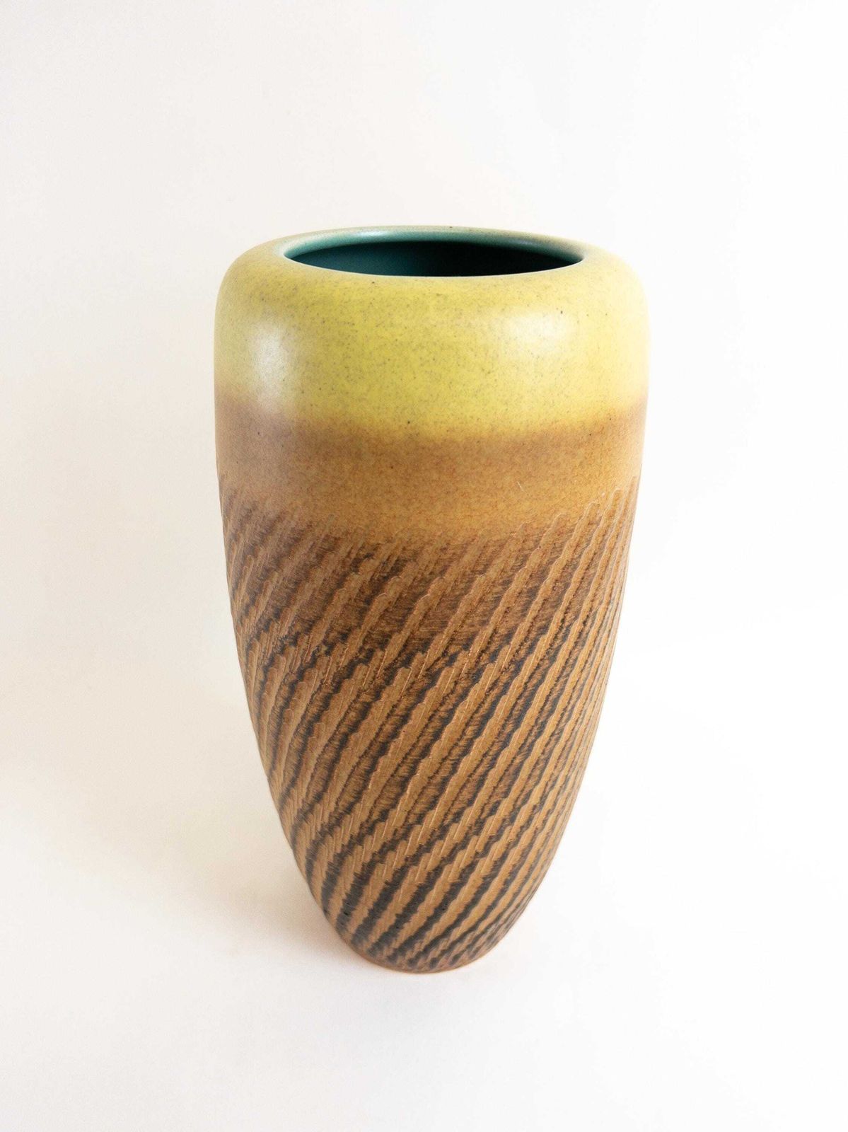 photo furniture West German Pottery Vase   Lemon Yellow And Caramel Glazed Dümler And Breiden Floor Vase   Form 166 30