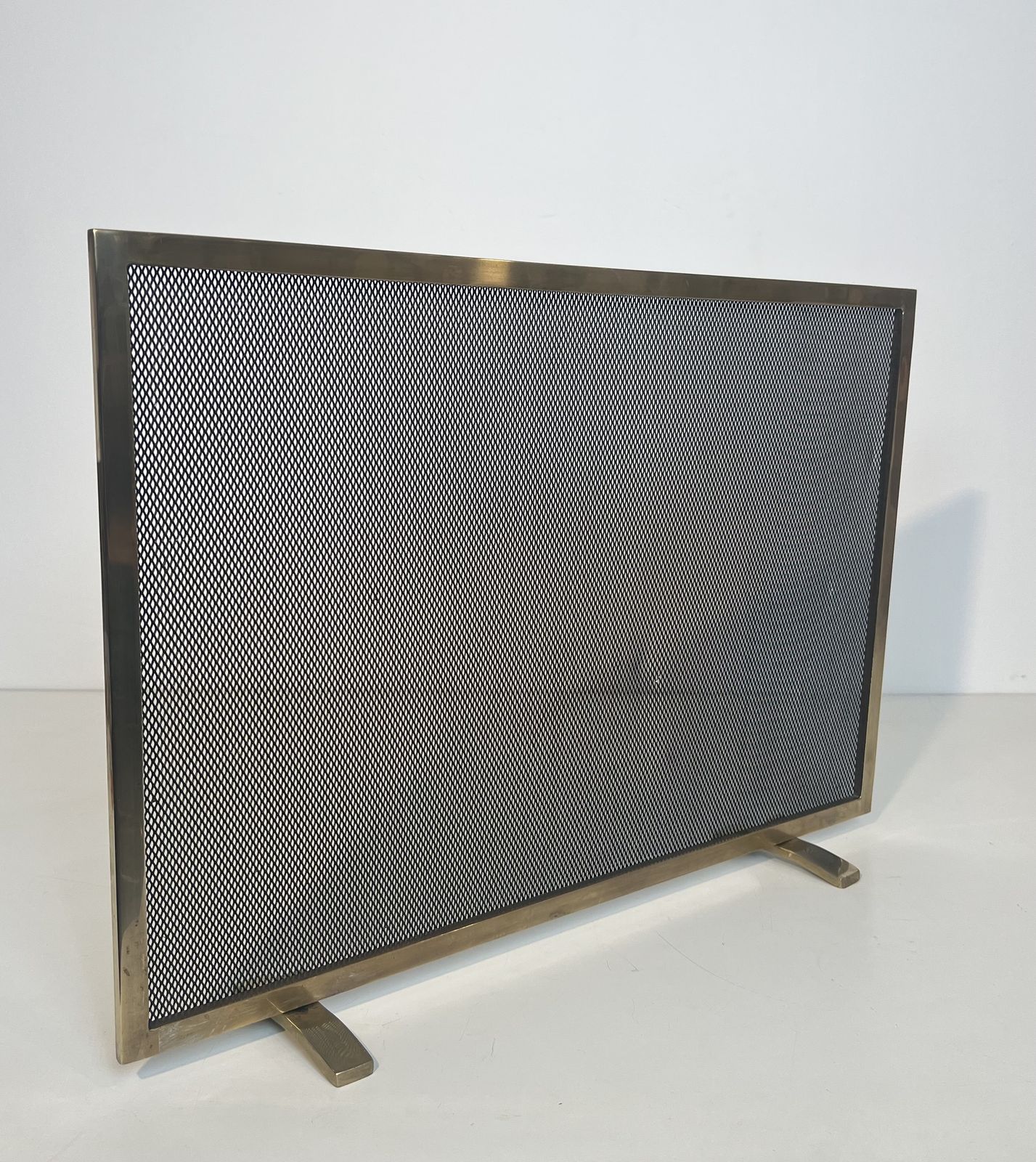 Brass And Mesh Fire Screen, 1970s photo Home Fixtures