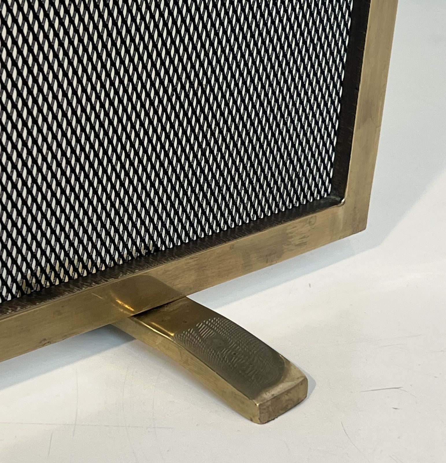 photo buy Brass And Mesh Fire Screen, 1970s