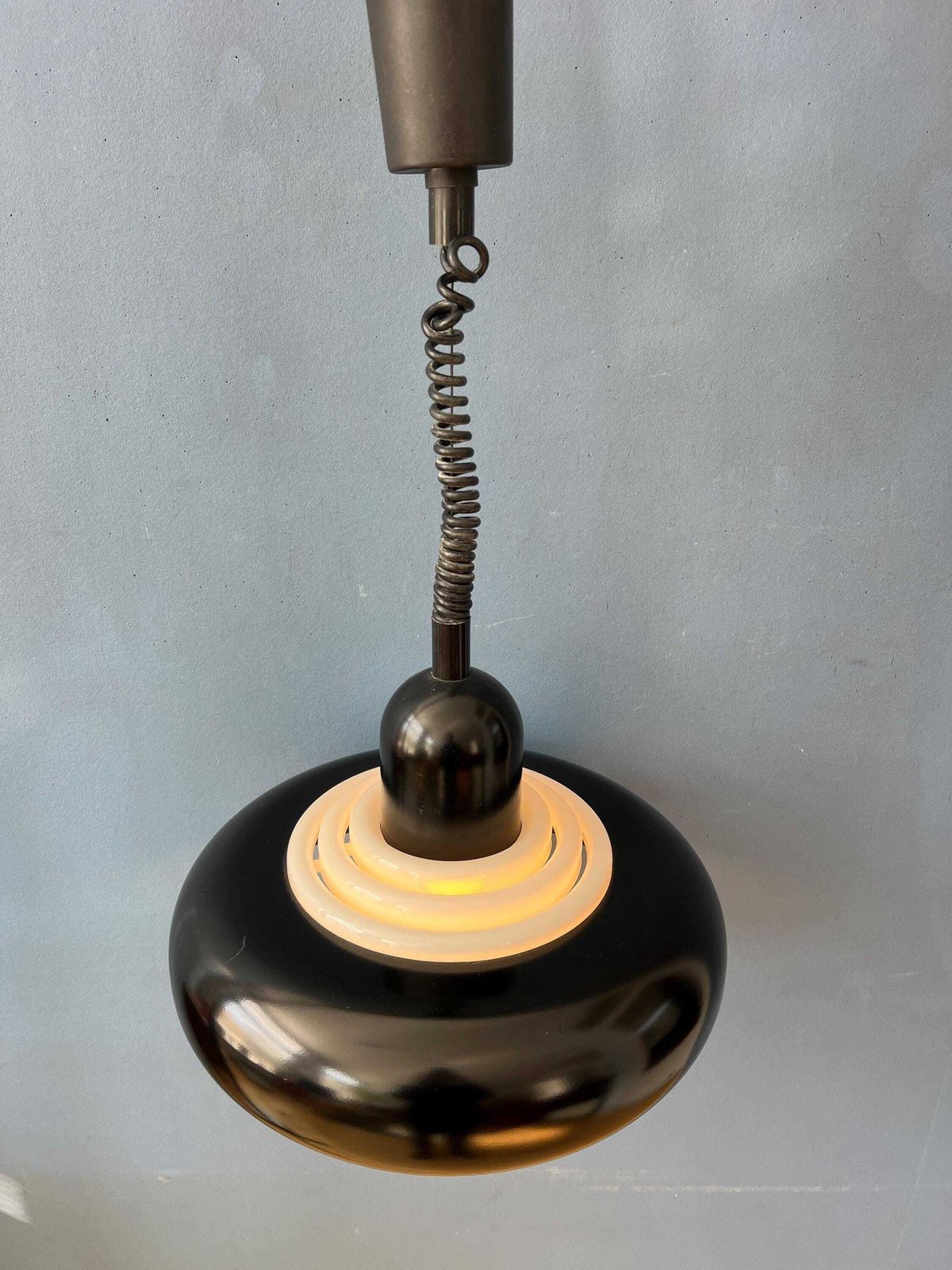 Vintage Zwarte Ufo Space Age Hanglamp Van Knud Christensen