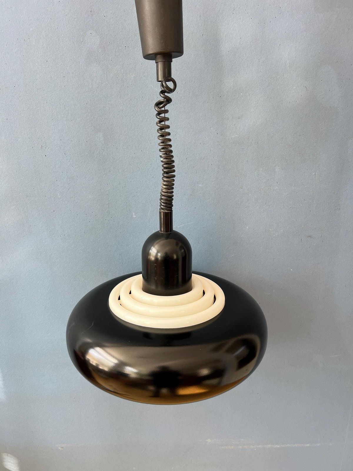 Vintage Zwarte Ufo Space Age Hanglamp Van Knud Christensen photo vinterior