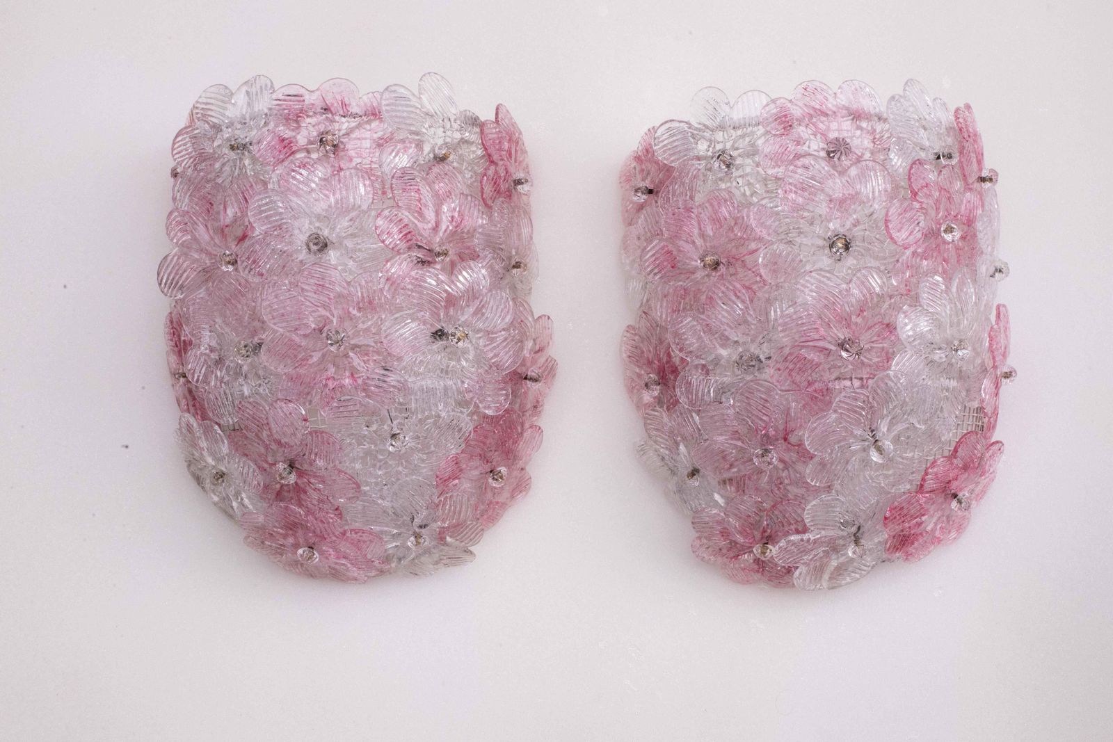 Set Of 2 Murano Wall Light Pink Flower By Seguso, 1970 photo furniture