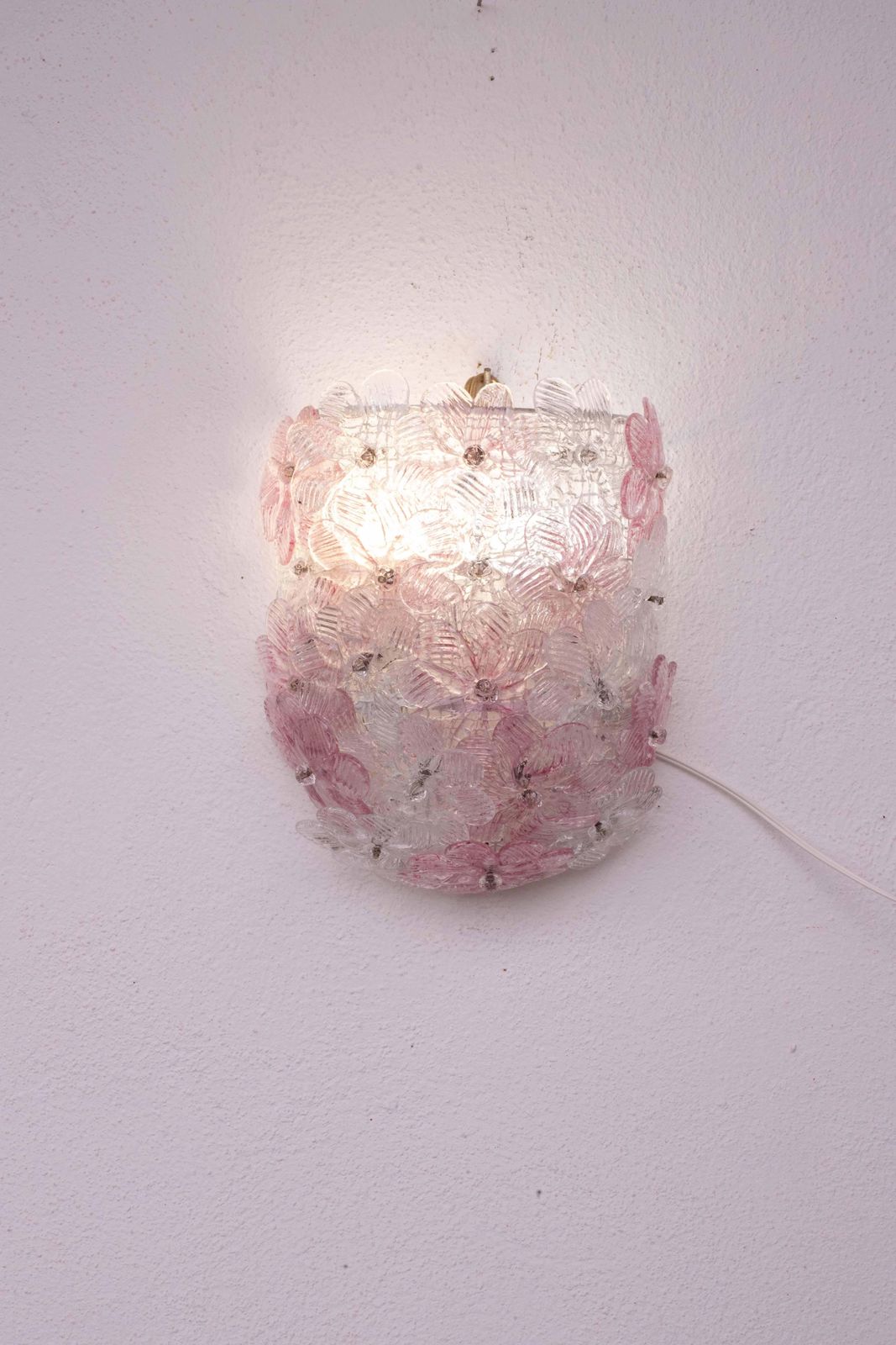 Set Of 2 Murano Wall Light Pink Flower By Seguso, 1970 photo 2150.0