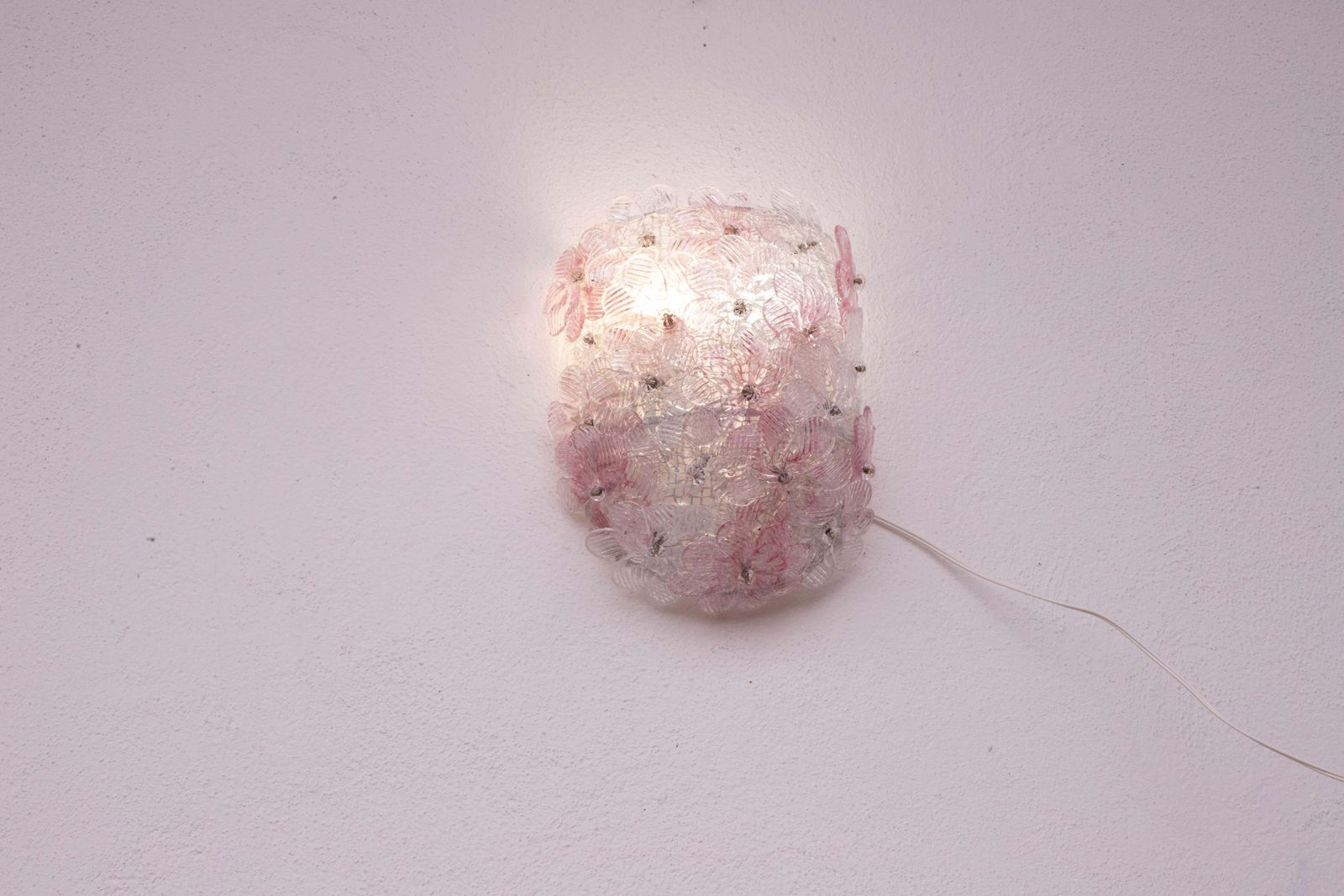 Set Of 2 Murano Wall Light Pink Flower By Seguso, 1970 photo buy