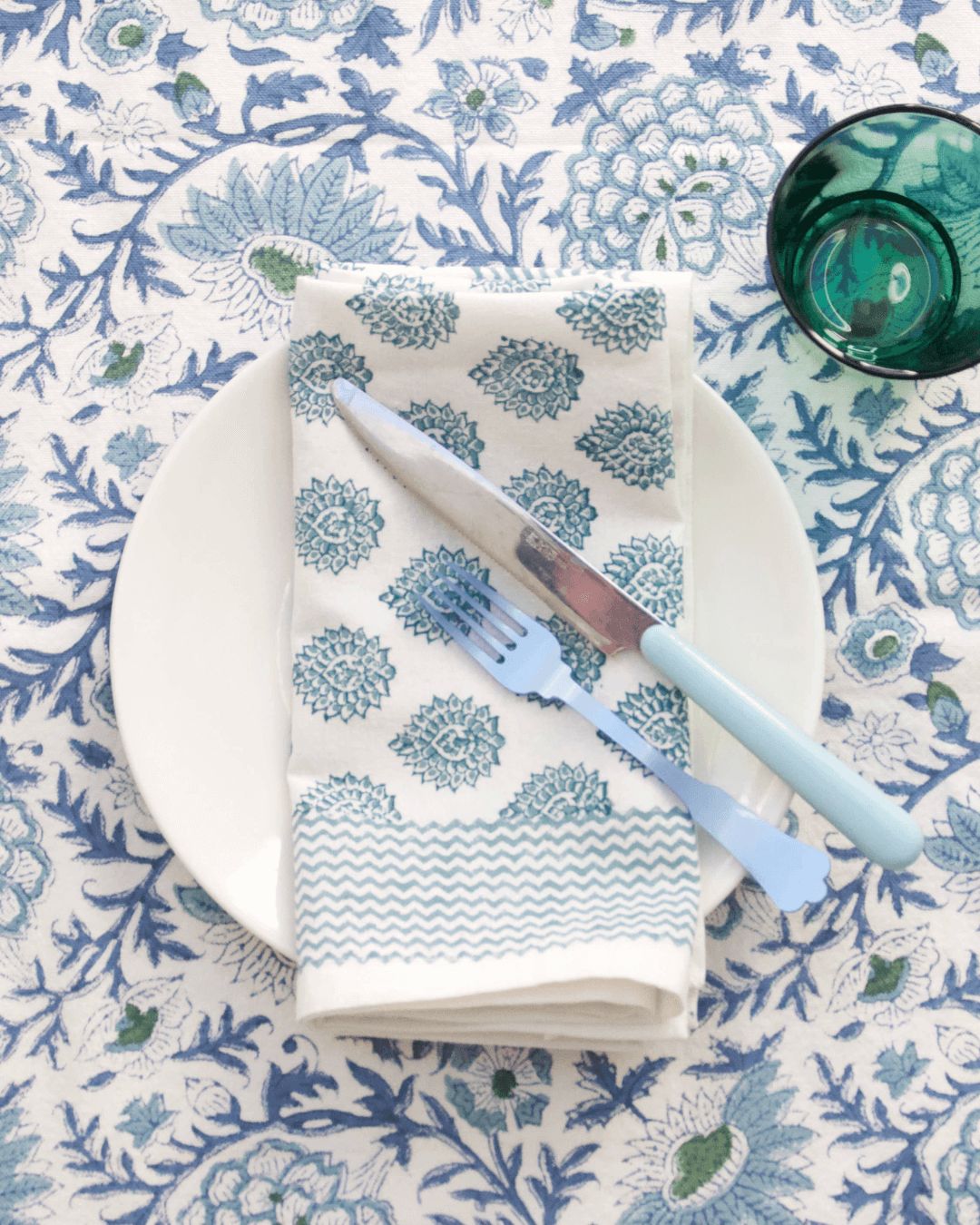 Paisley Hand Blocked Tablecloth | Blue And White photo furniture