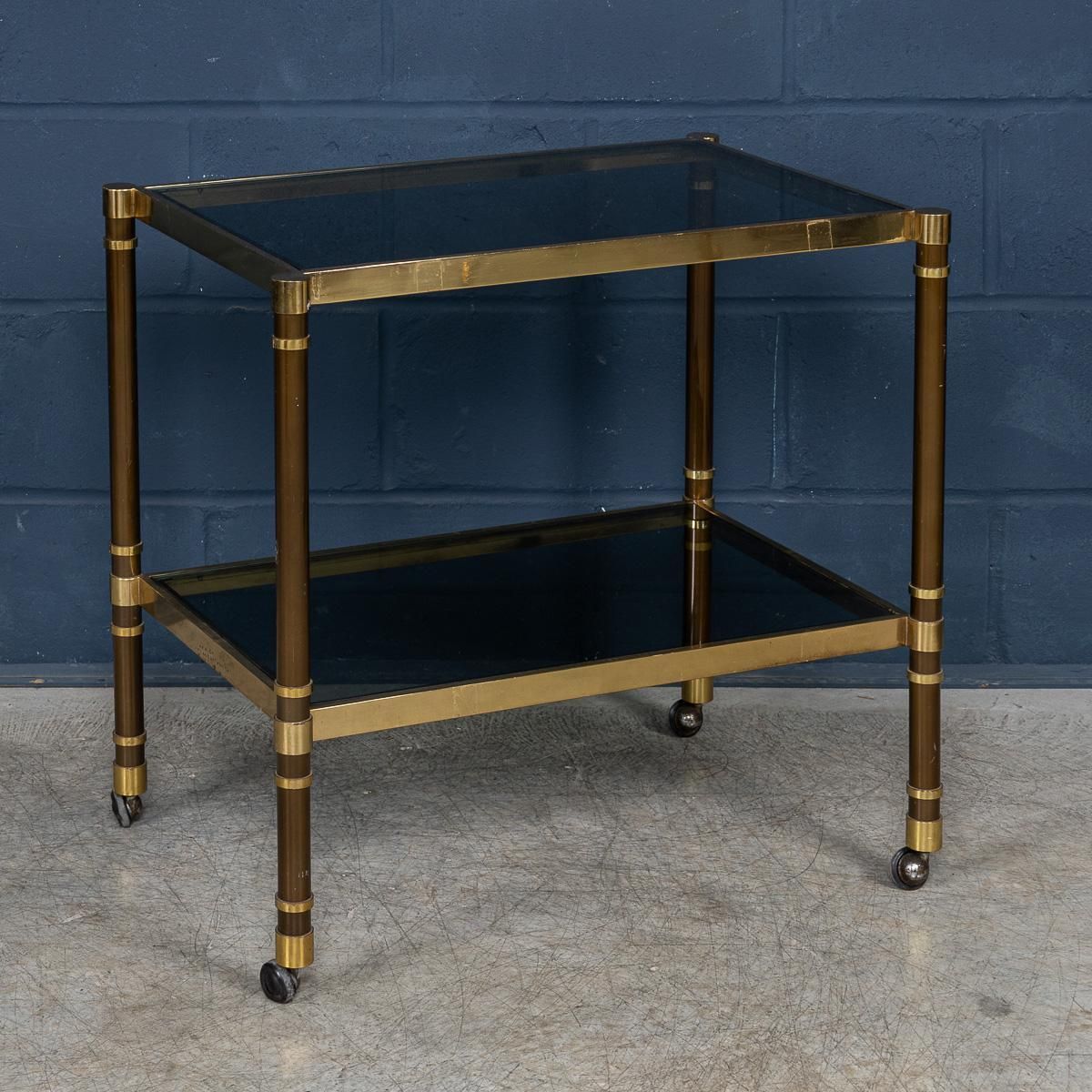 Vintage 20th Century Italian Brass Framed Drinks Trolley C.1980 photo furniture