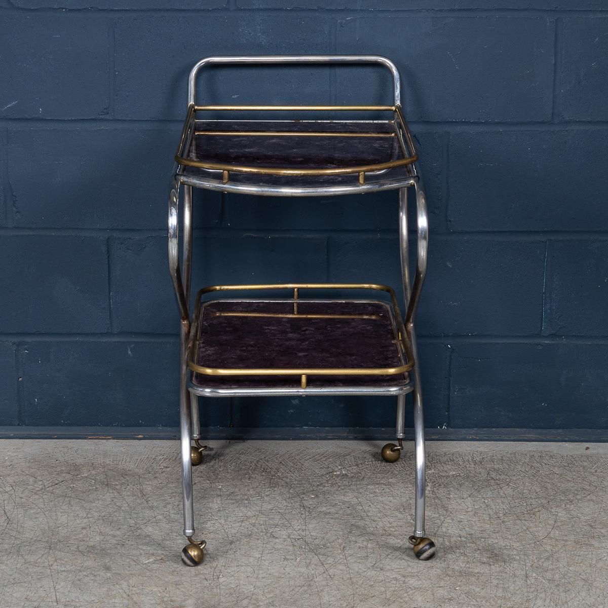 Vintage 20thc Italian Steel & Glass Drinks Trolley With Marble Effect C.1980 photo buy
