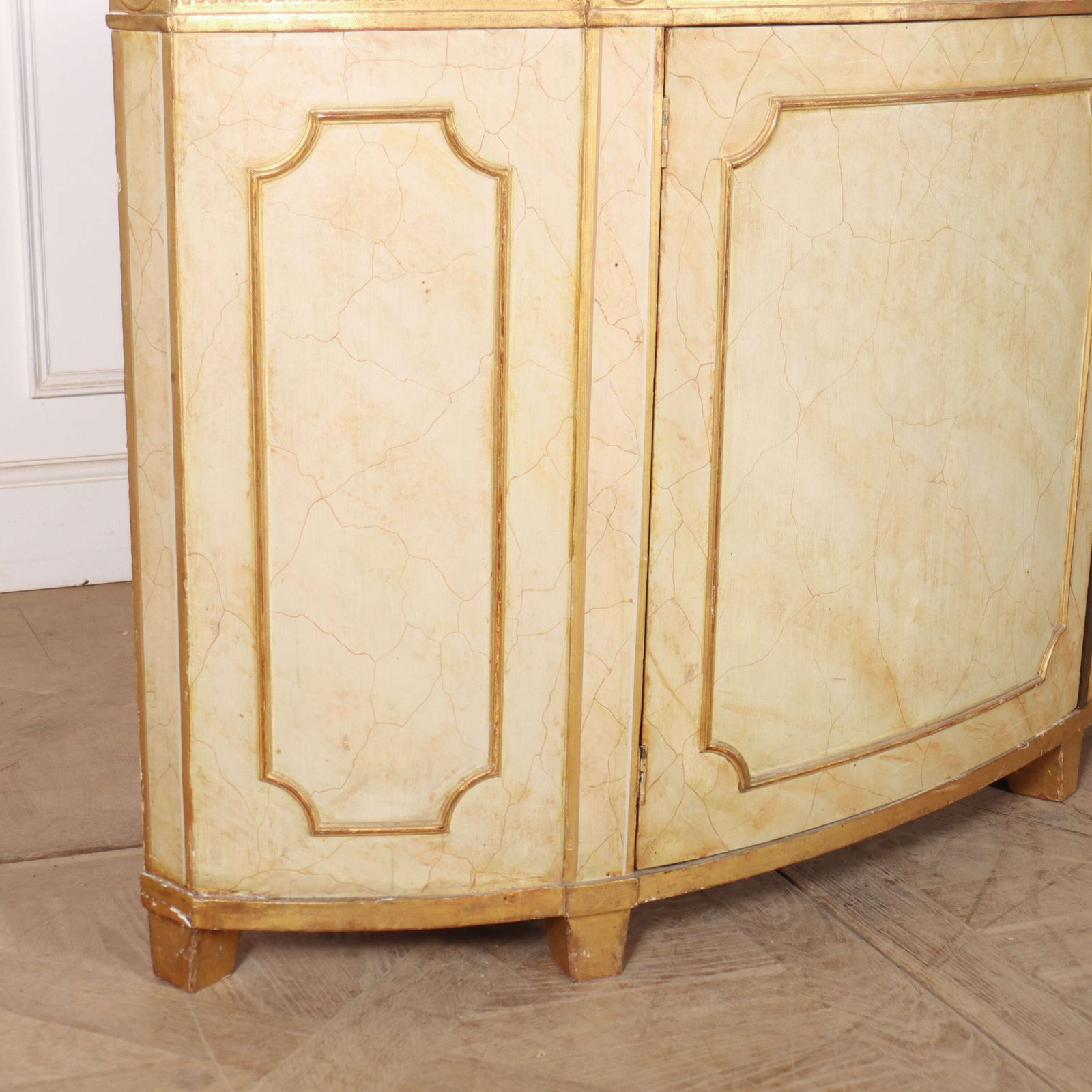 photo for sale English Marble Top Demi Lune Side Cabinet