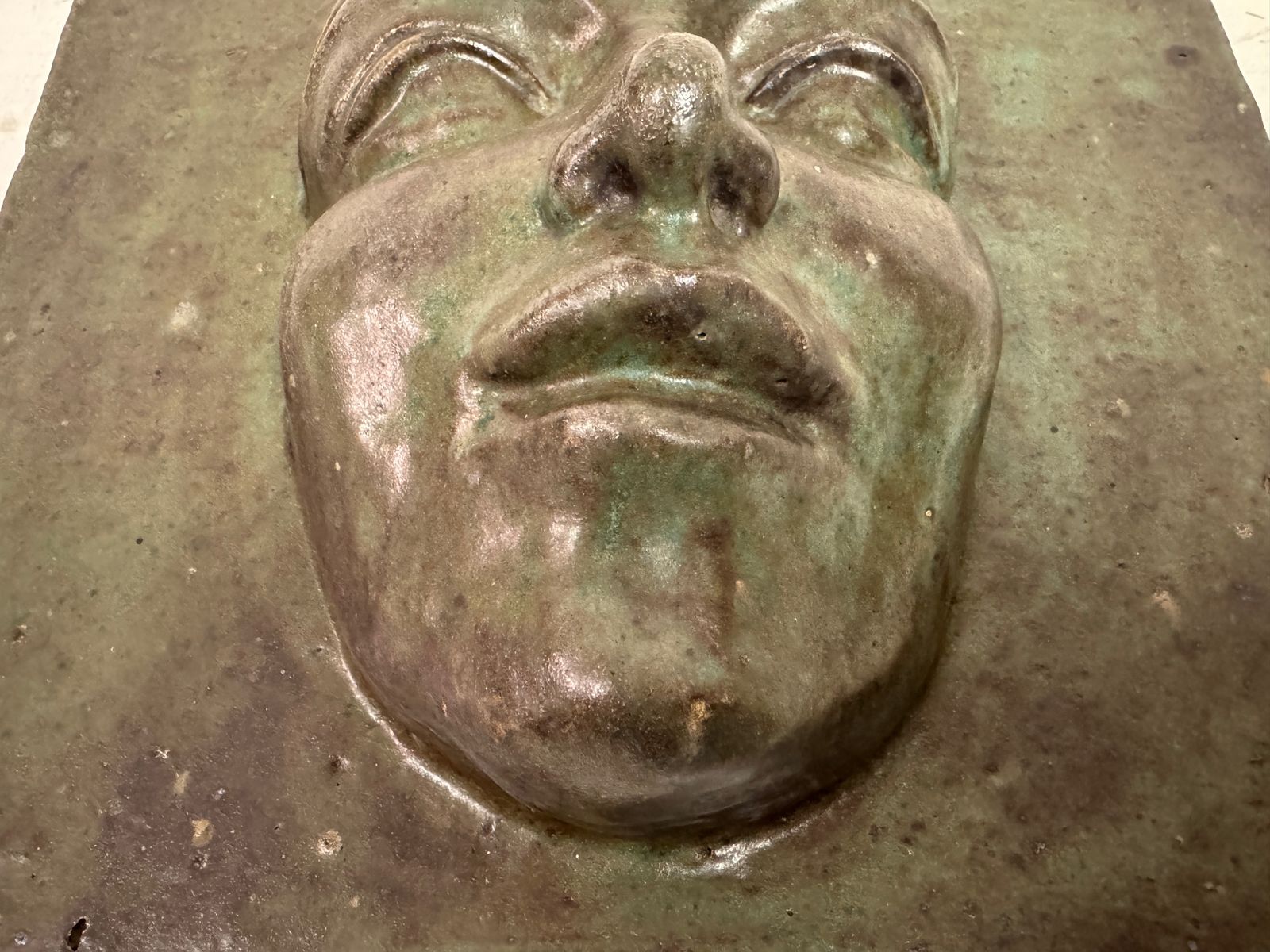 Studio Pottery Face Plaque, Mid 20th Century photo Art