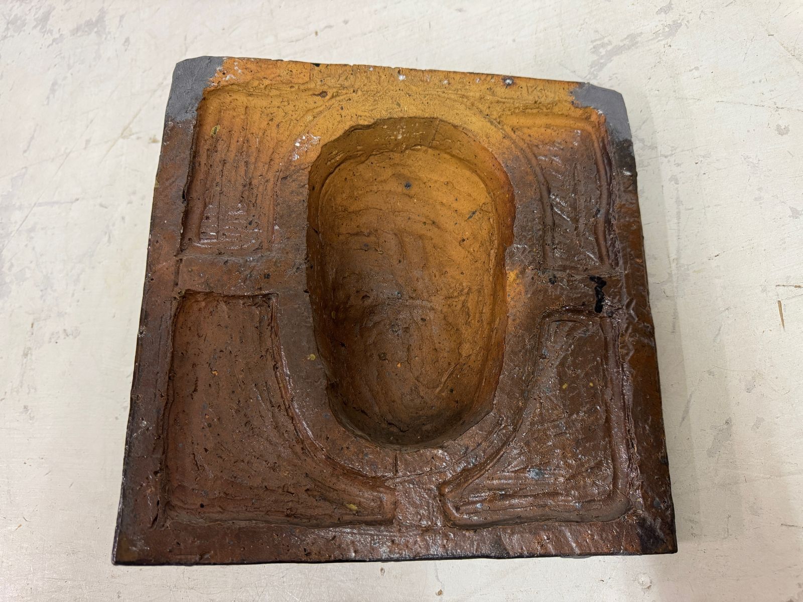 Studio Pottery Face Plaque, Mid 20th Century photo buy