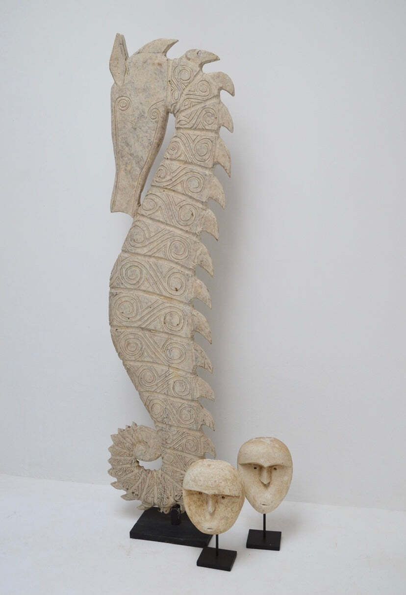 Seahorse Huge Vintage Wood Sculpture On Iron Stand photo 2091.0