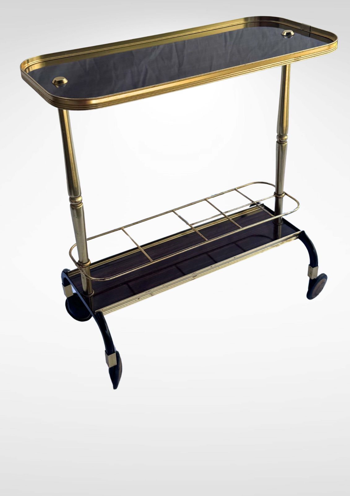 Mid Century Brass Bar Cart Trolley By Mb Italy photo vinterior
