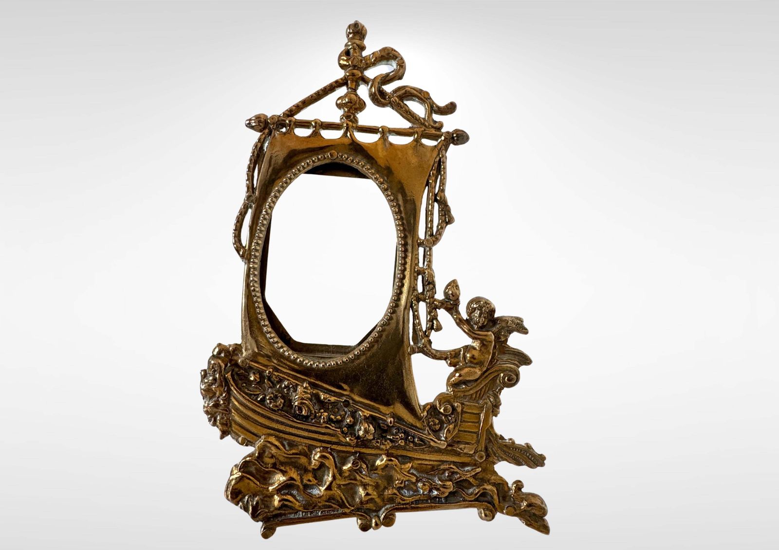 Art Nouveau Nautical Themed Brass Photo Frame With Putto Angel photo buy