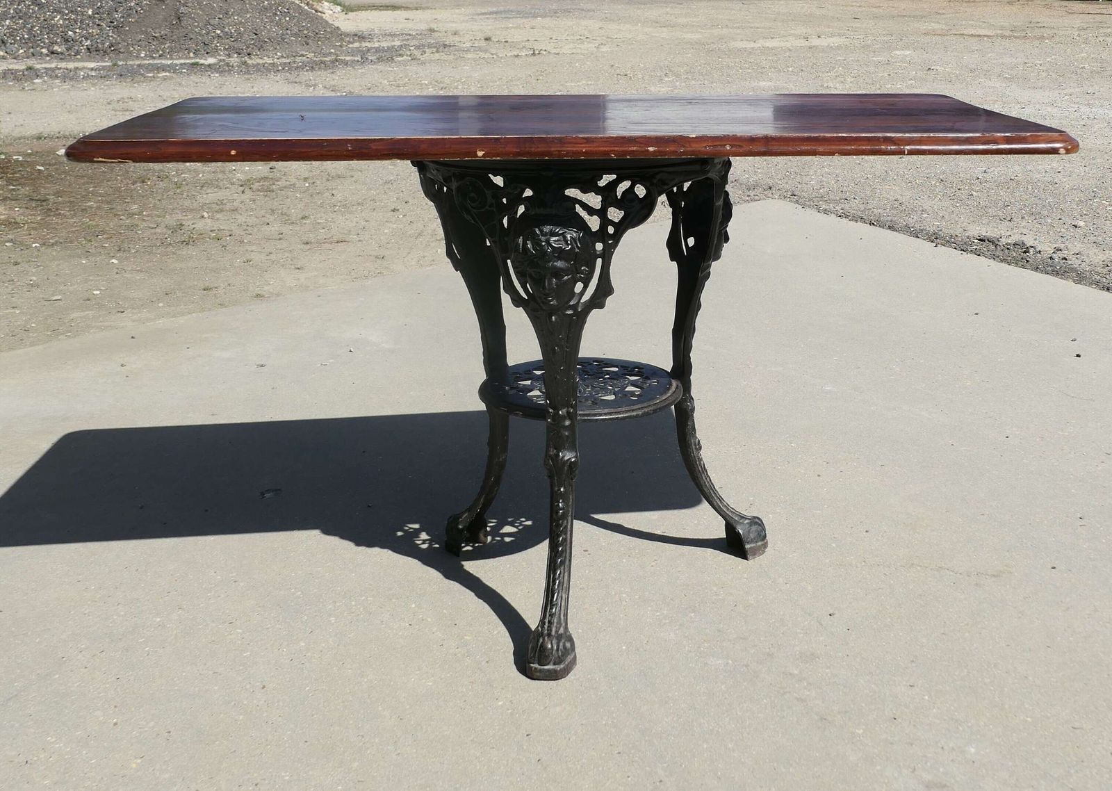 Strong Attractive Cast Iron And Oak Garden Table photo furniture