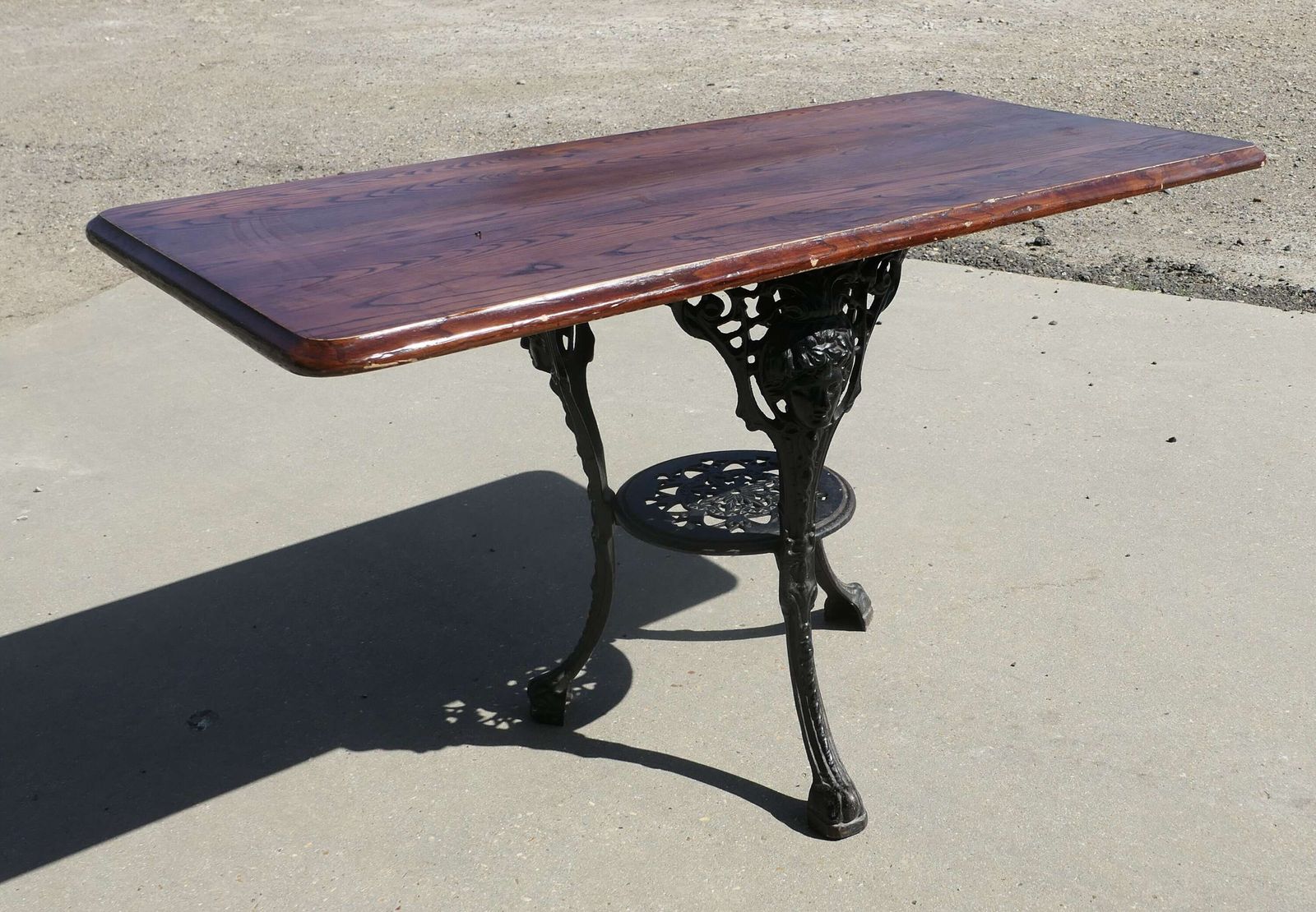 Strong Attractive Cast Iron And Oak Garden Table photo Garden Furniture