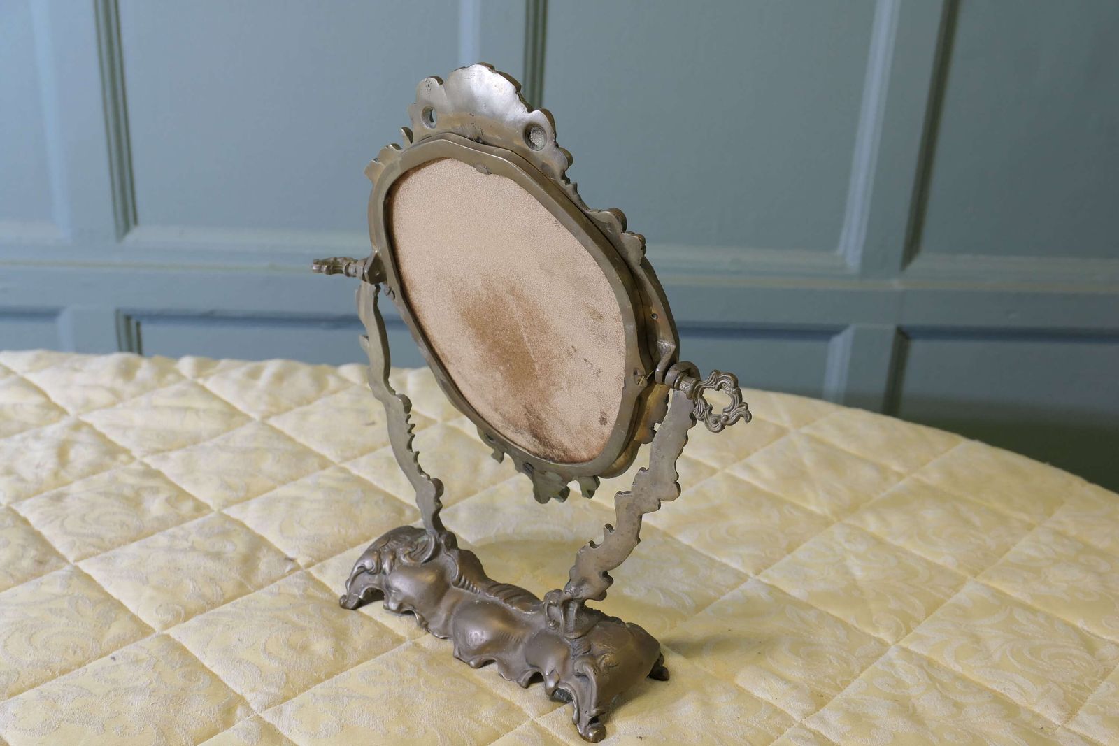 Arts And Crafts Gothic Style Brass Mirror photo 420.0