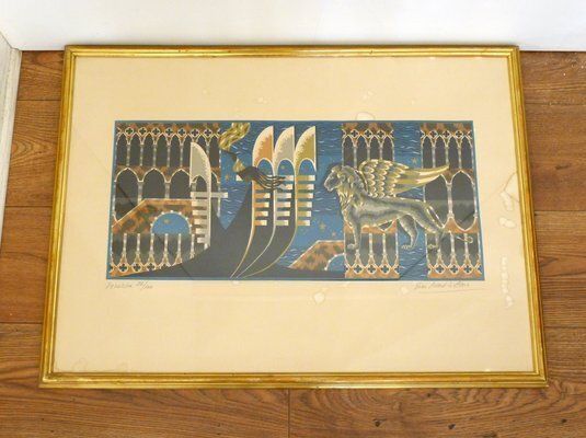 photo furniture Jean Picart Le Doux, Venezia, 1960s, Large Lithograph