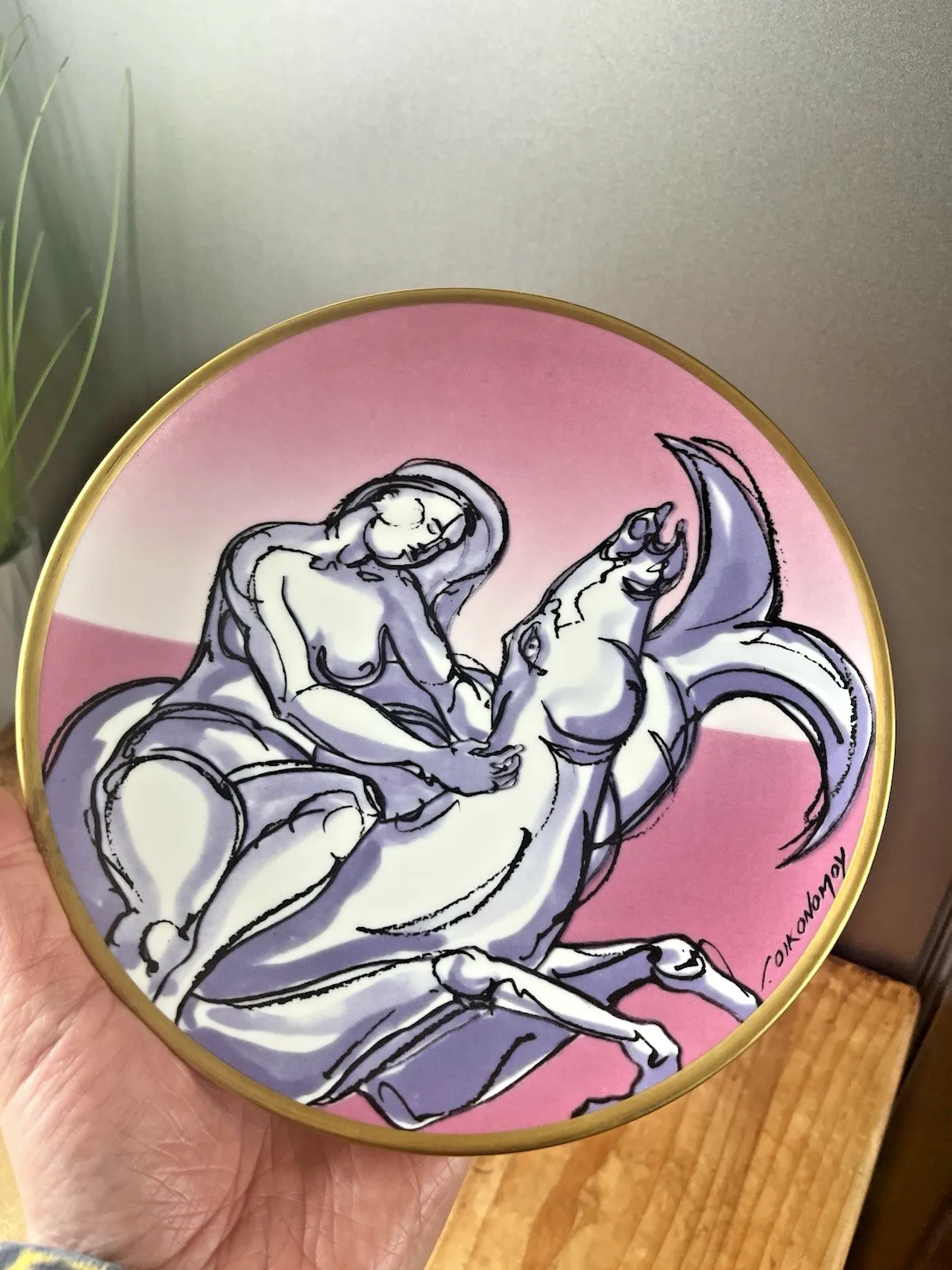 Rare 1990's Italian Giorgio Oikonomoy Costa Crociere Greek Mythology Plate Danae photo vintage