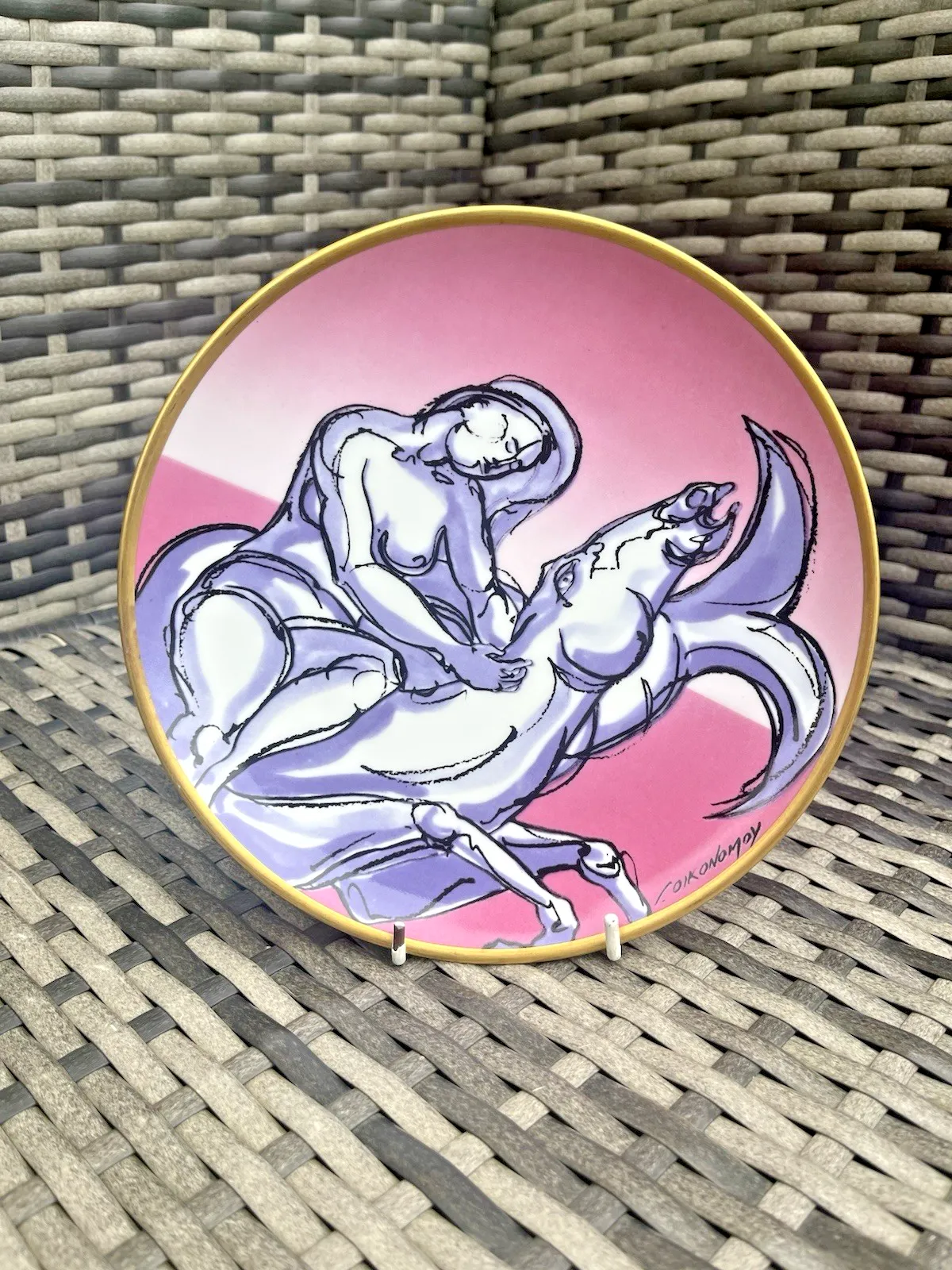 photo furniture Rare 1990's Italian Giorgio Oikonomoy Costa Crociere Greek Mythology Plate Danae
