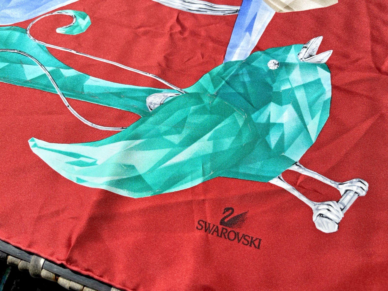 Boxed Vintage Daniel Swarovski Crystal Birds 100% Silk Scarf Italy Neckerchief photo 55.0