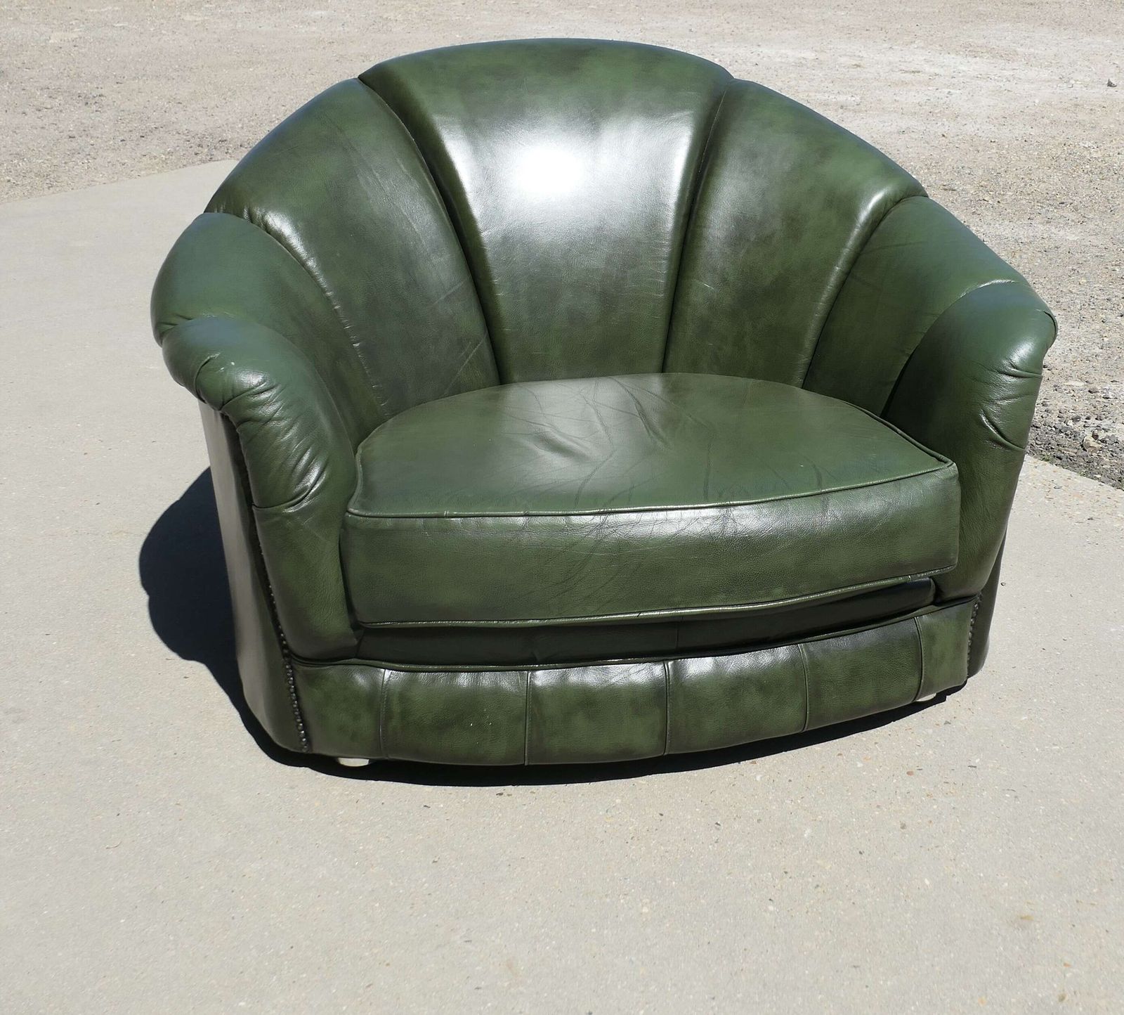 Mid Century Italian Leather Fan Back Leather Club Chair photo for sale