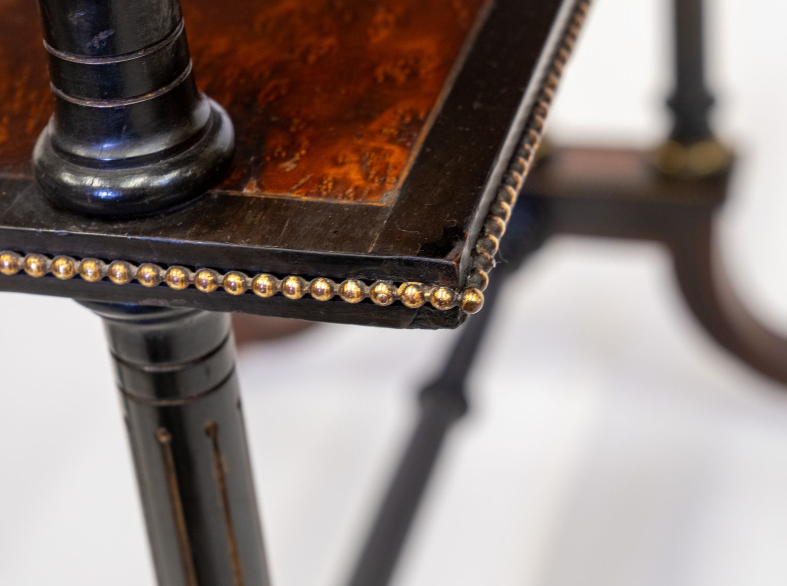photo furniture Aesthetic Movement Amboyna Burl Ebonised & Gilt Metal Side Table