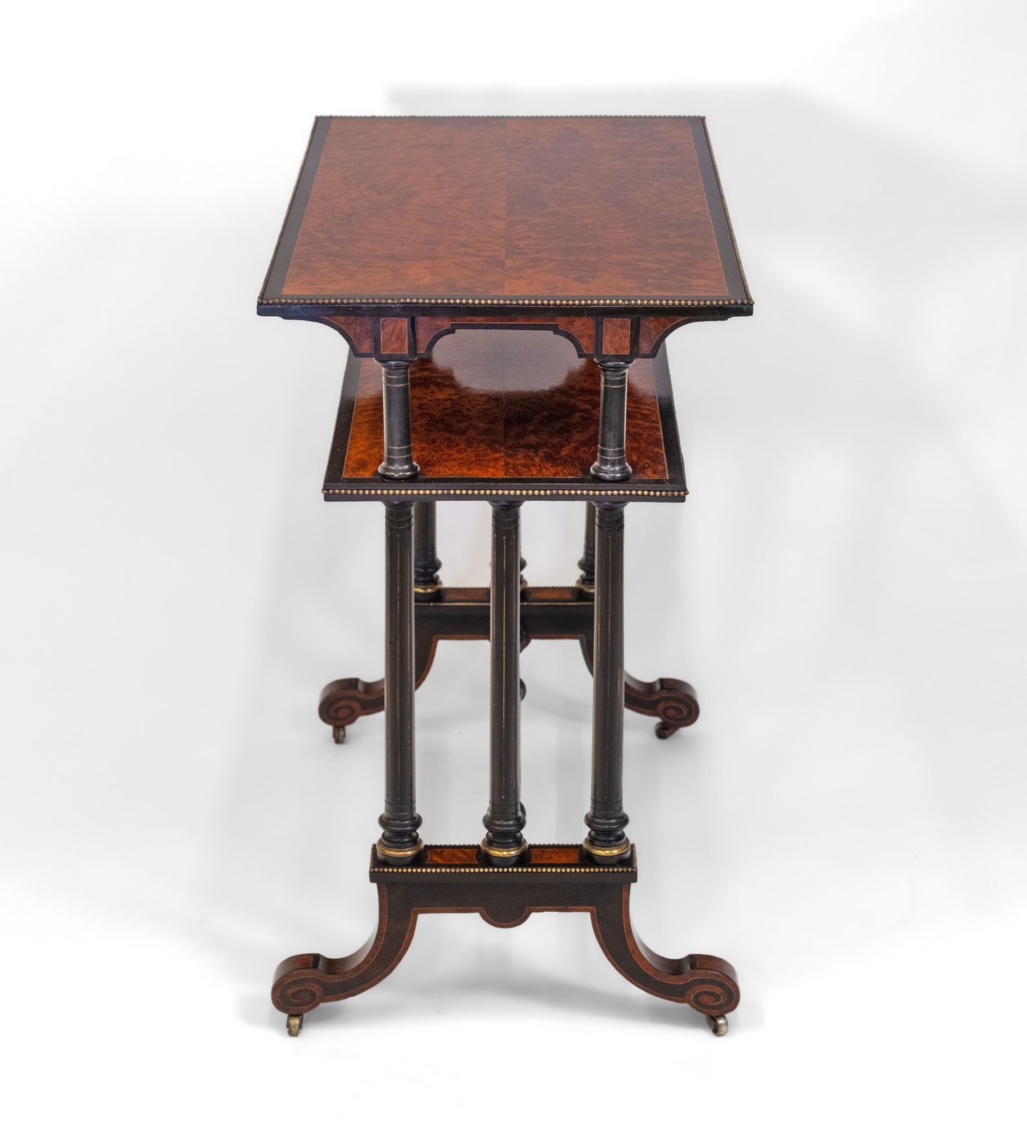 photo for sale Aesthetic Movement Amboyna Burl Ebonised & Gilt Metal Side Table