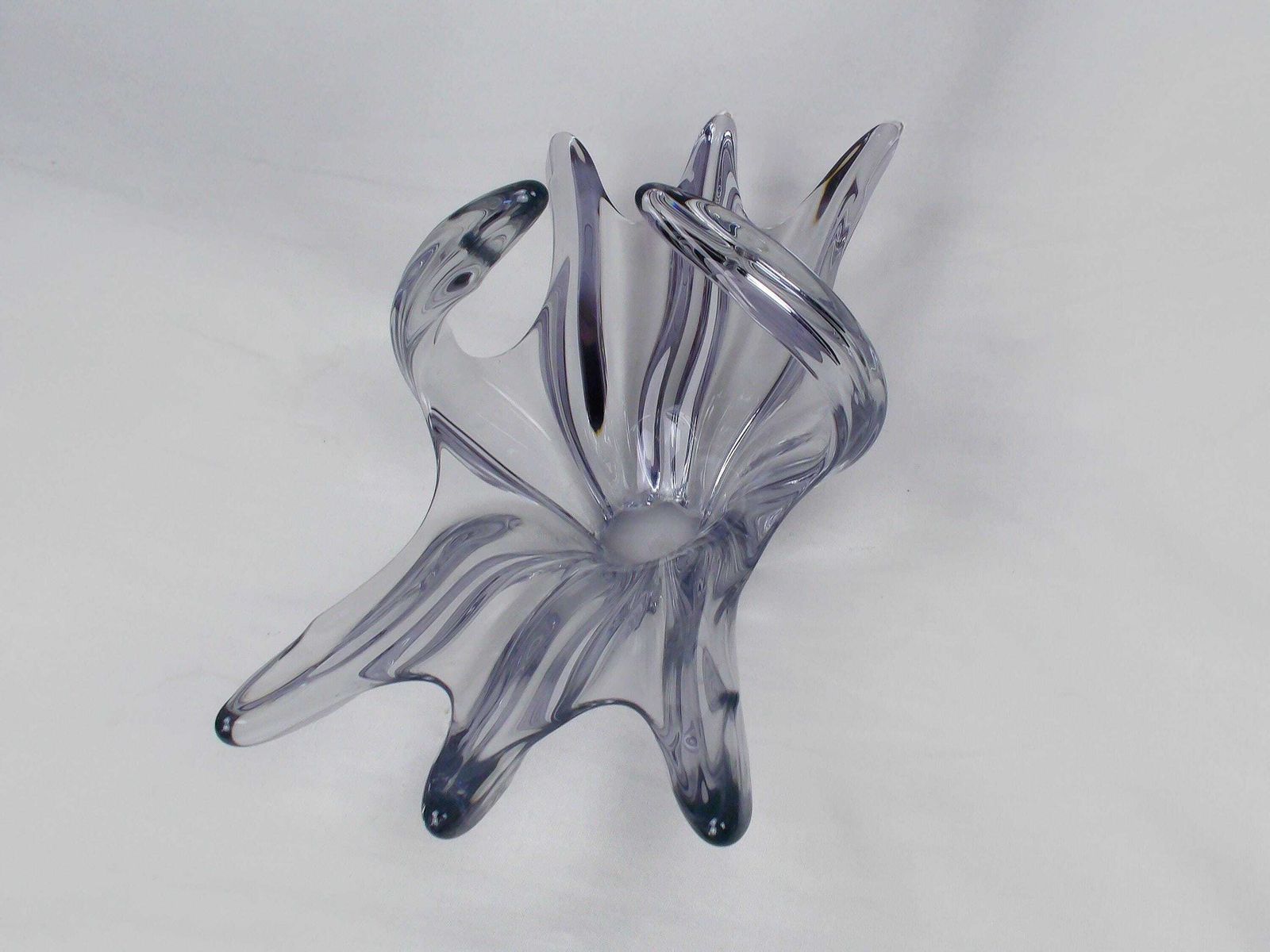 Mid Century French Crystal Glass Fruit Bowl Or Centerpiece By Art Vannes France, 1960 69. Vintage Art Glass photo 199.0