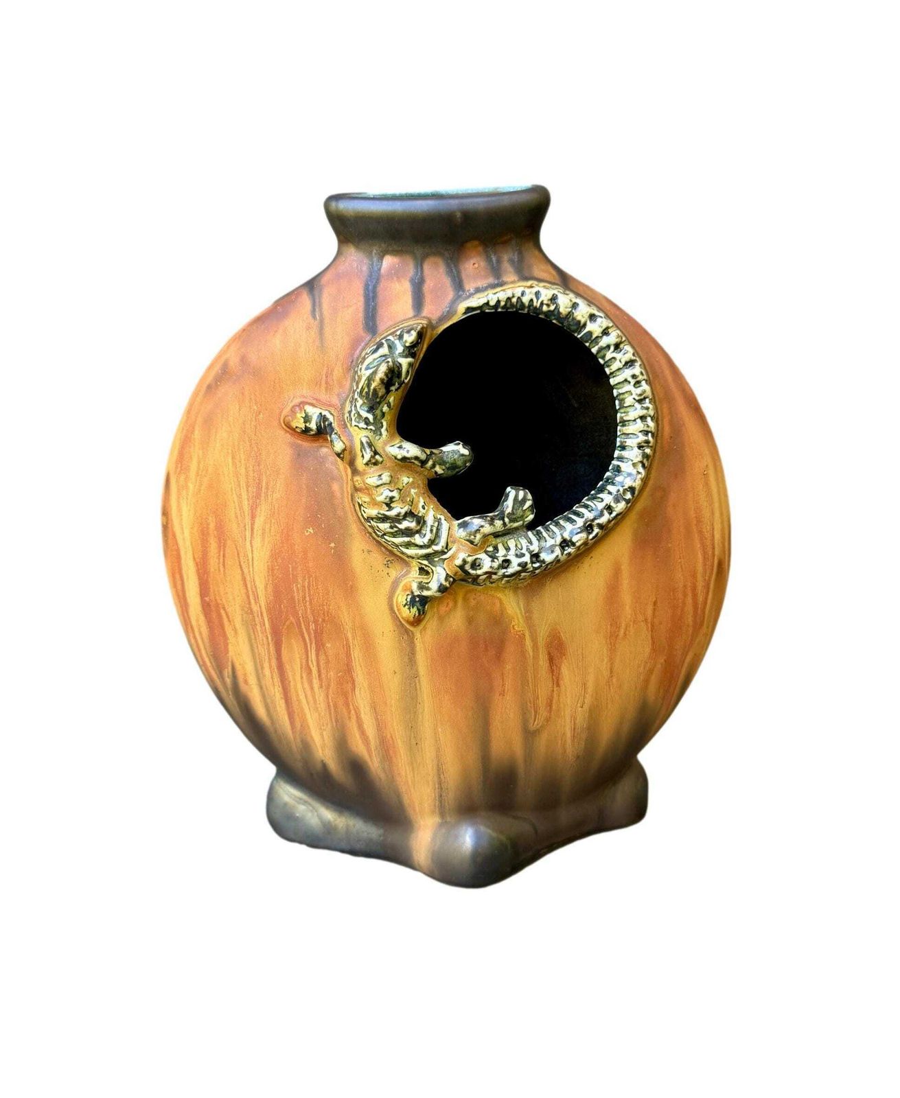 Vintage French Gilbert Méténier Grès Vase 1920, Art Nouveau & Art Deco, Salamander Relief, French Ceramic Collectible, Unique Gift photo furniture